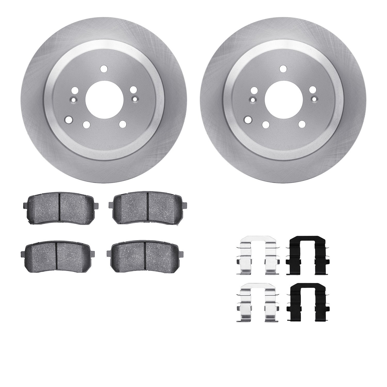 6512-03390 Brake Rotors w/5000 Advanced Brake Pads Kit with Hardware, 2007-2012 Kia/Hyundai/Genesis, Position: Rear