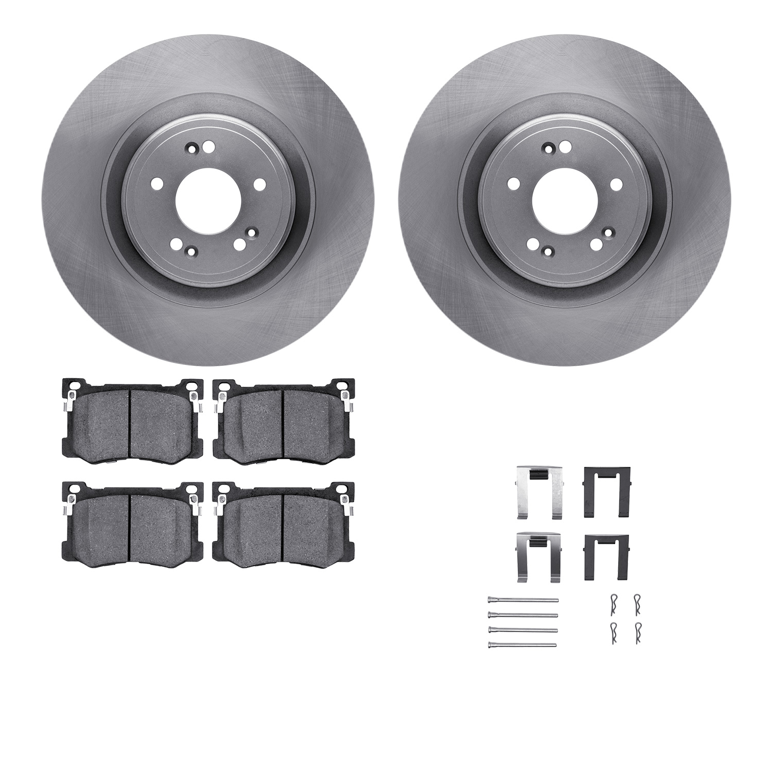 6512-03440 Brake Rotors w/5000 Advanced Brake Pads Kit with Hardware, 2018-2020 Kia/Hyundai/Genesis, Position: Front
