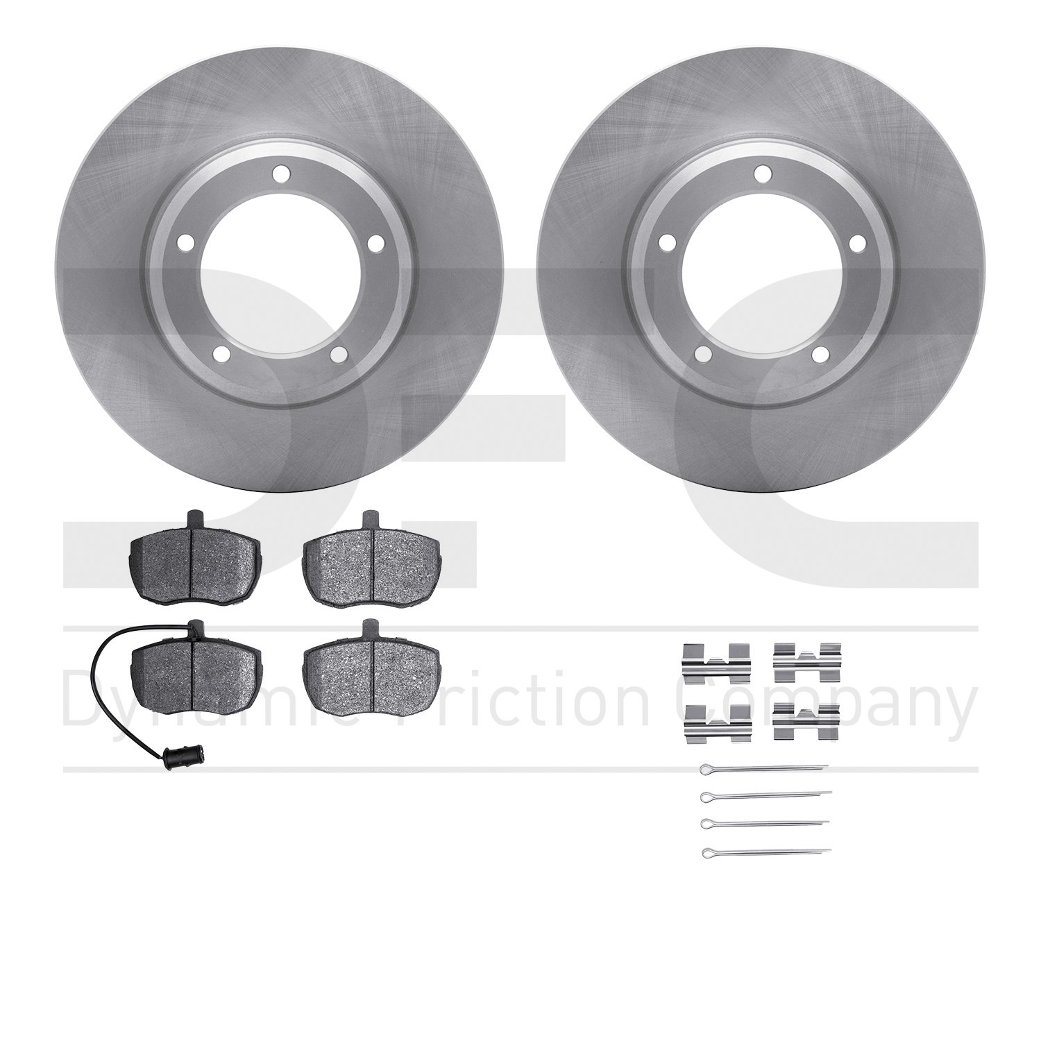 6512-11033 Brake Rotors w/5000 Advanced Brake Pads Kit with Hardware, 1987-1989 Land Rover, Position: Front