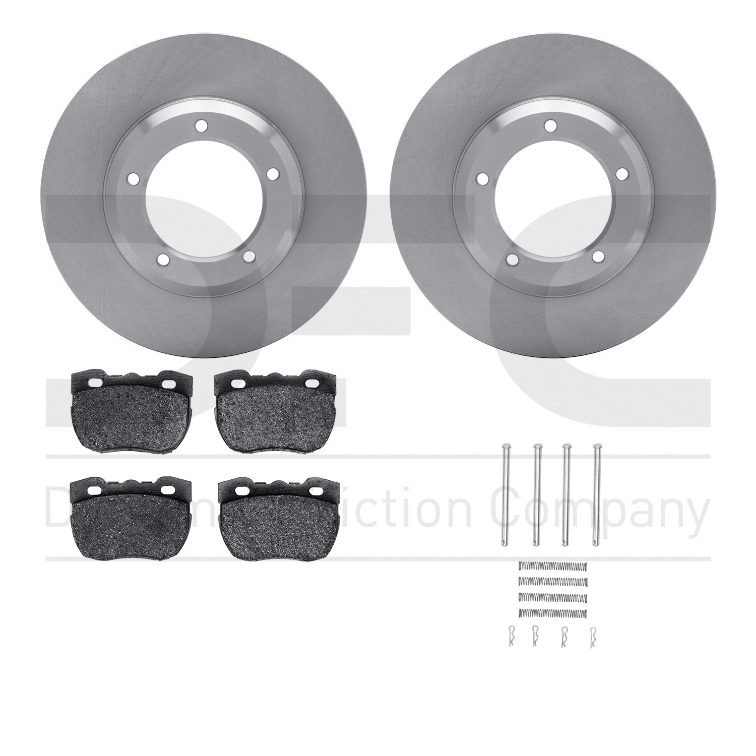 6512-11042 Brake Rotors w/5000 Advanced Brake Pads Kit with Hardware, 1990-1995 Land Rover, Position: Front