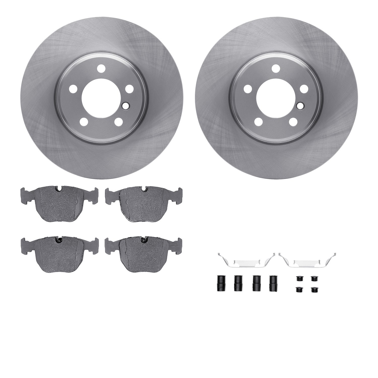 6512-11069 Brake Rotors w/5000 Advanced Brake Pads Kit with Hardware, 2003-2005 Land Rover, Position: Front