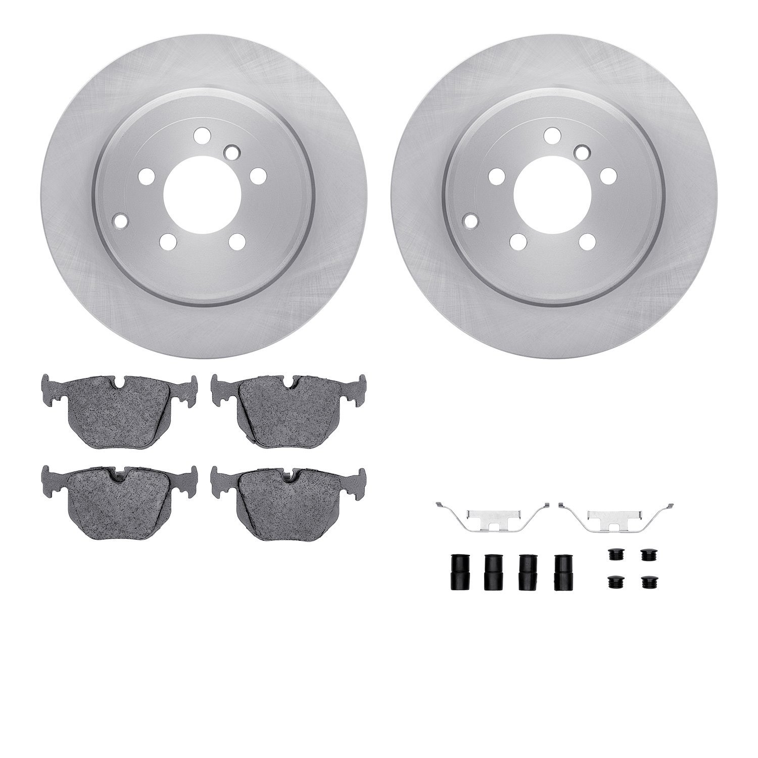 6512-11072 Brake Rotors w/5000 Advanced Brake Pads Kit with Hardware, 2003-2005 Land Rover, Position: Rear