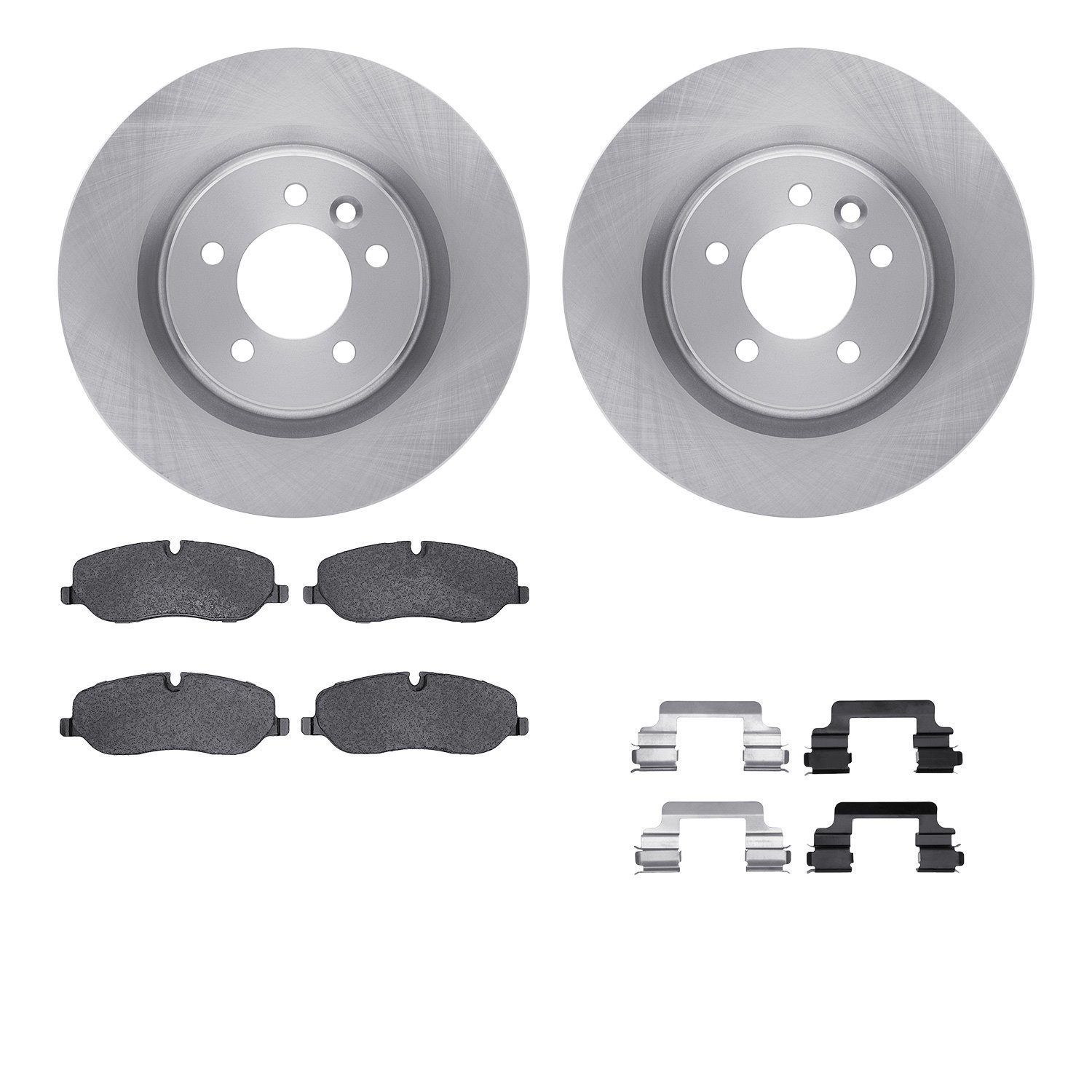 6512-11078 Brake Rotors w/5000 Advanced Brake Pads Kit with Hardware, 2005-2009 Land Rover, Position: Front