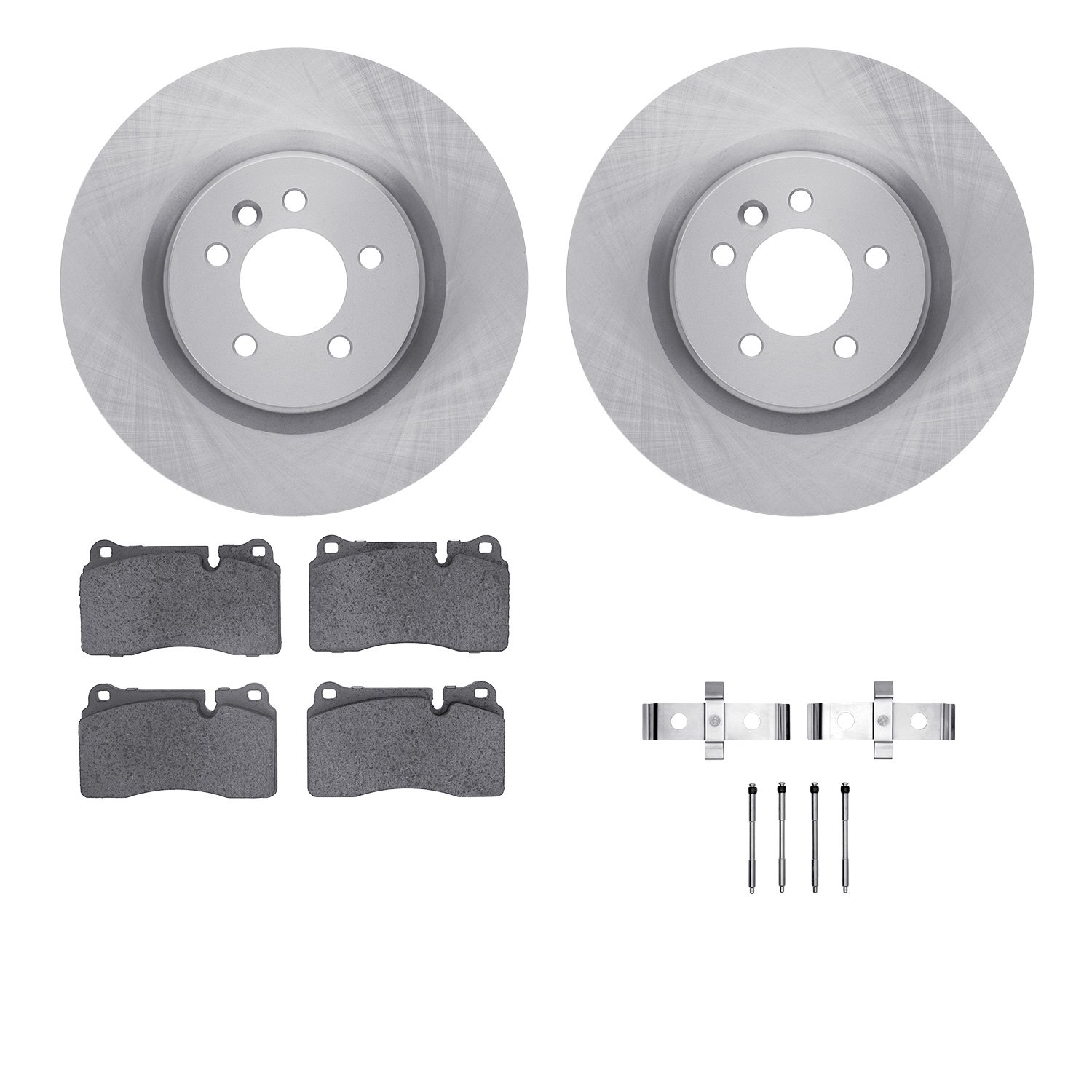 6512-11091 Brake Rotors w/5000 Advanced Brake Pads Kit with Hardware, 2006-2009 Land Rover, Position: Front
