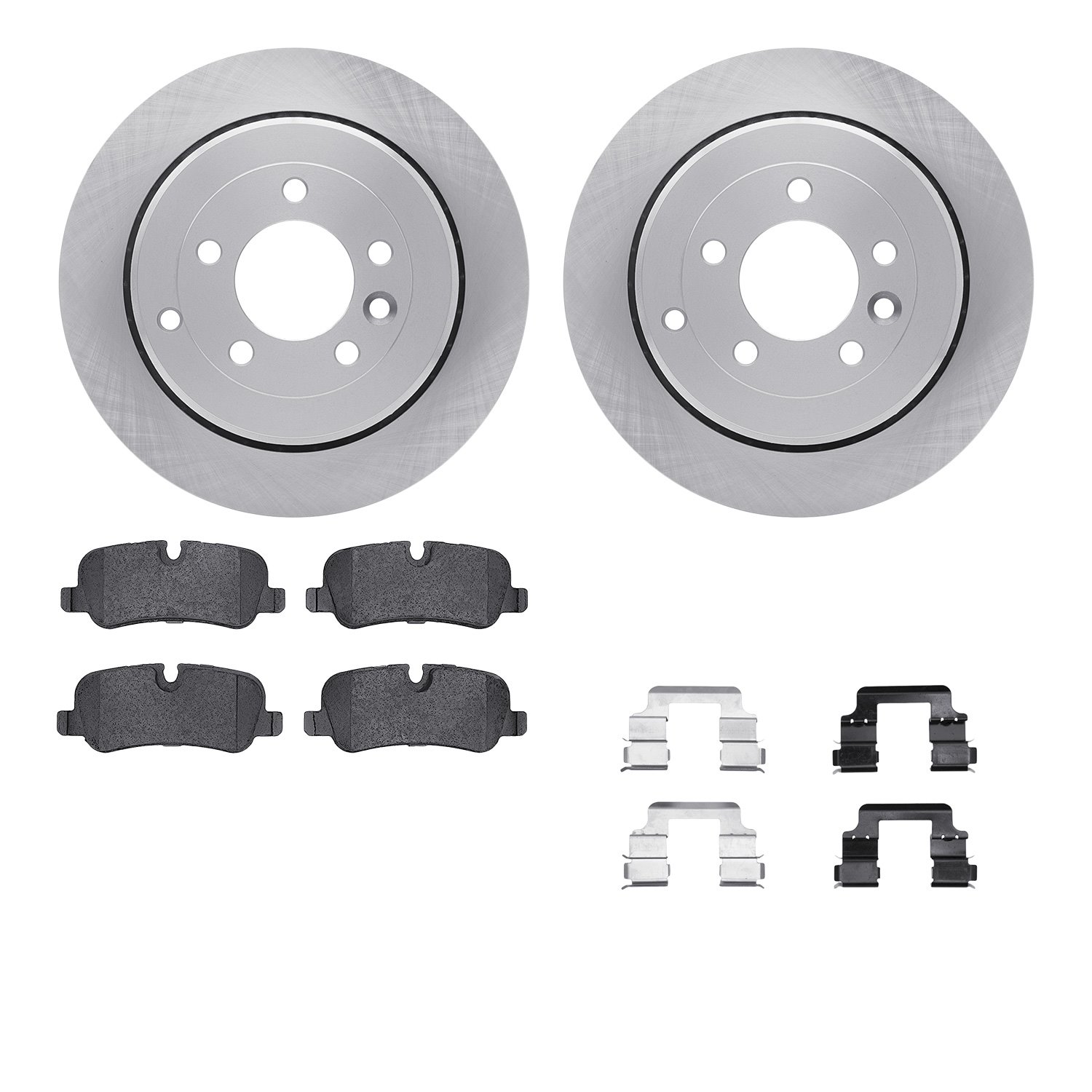 6512-11093 Brake Rotors w/5000 Advanced Brake Pads Kit with Hardware, 2005-2007 Land Rover, Position: Rear