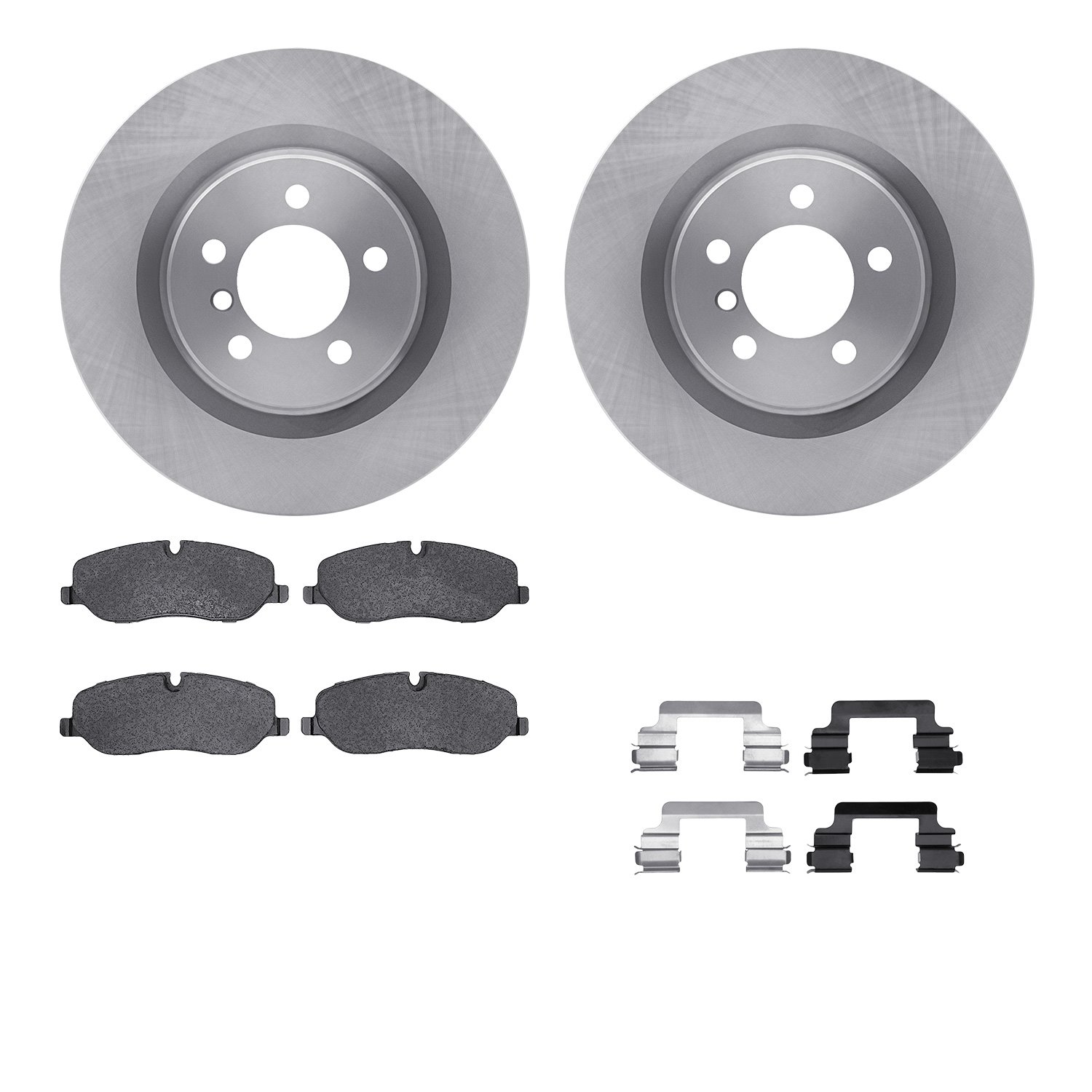 6512-11105 Brake Rotors w/5000 Advanced Brake Pads Kit with Hardware, 2006-2009 Land Rover, Position: Front