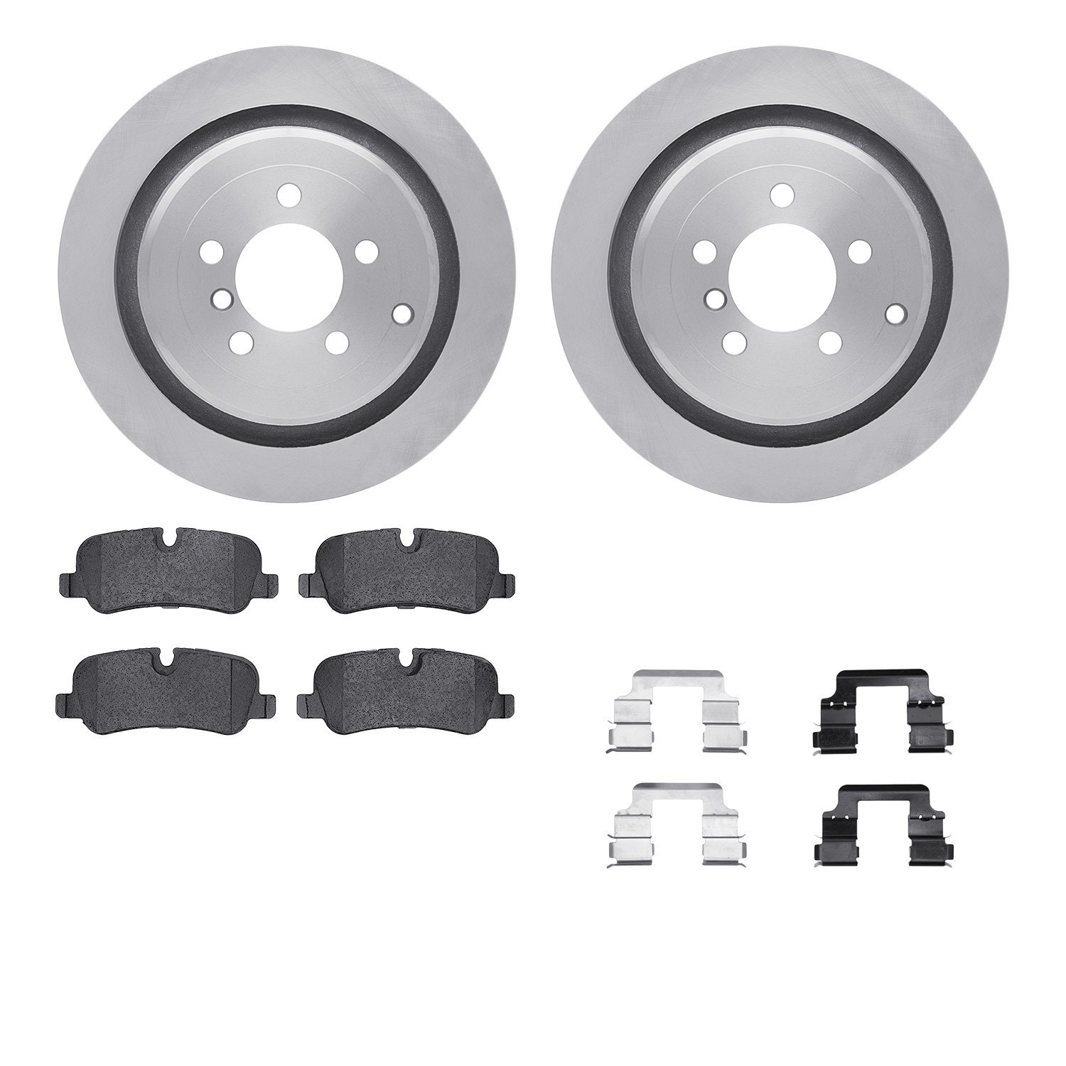 6512-11108 Brake Rotors w/5000 Advanced Brake Pads Kit with Hardware, 2006-2012 Land Rover, Position: Rear