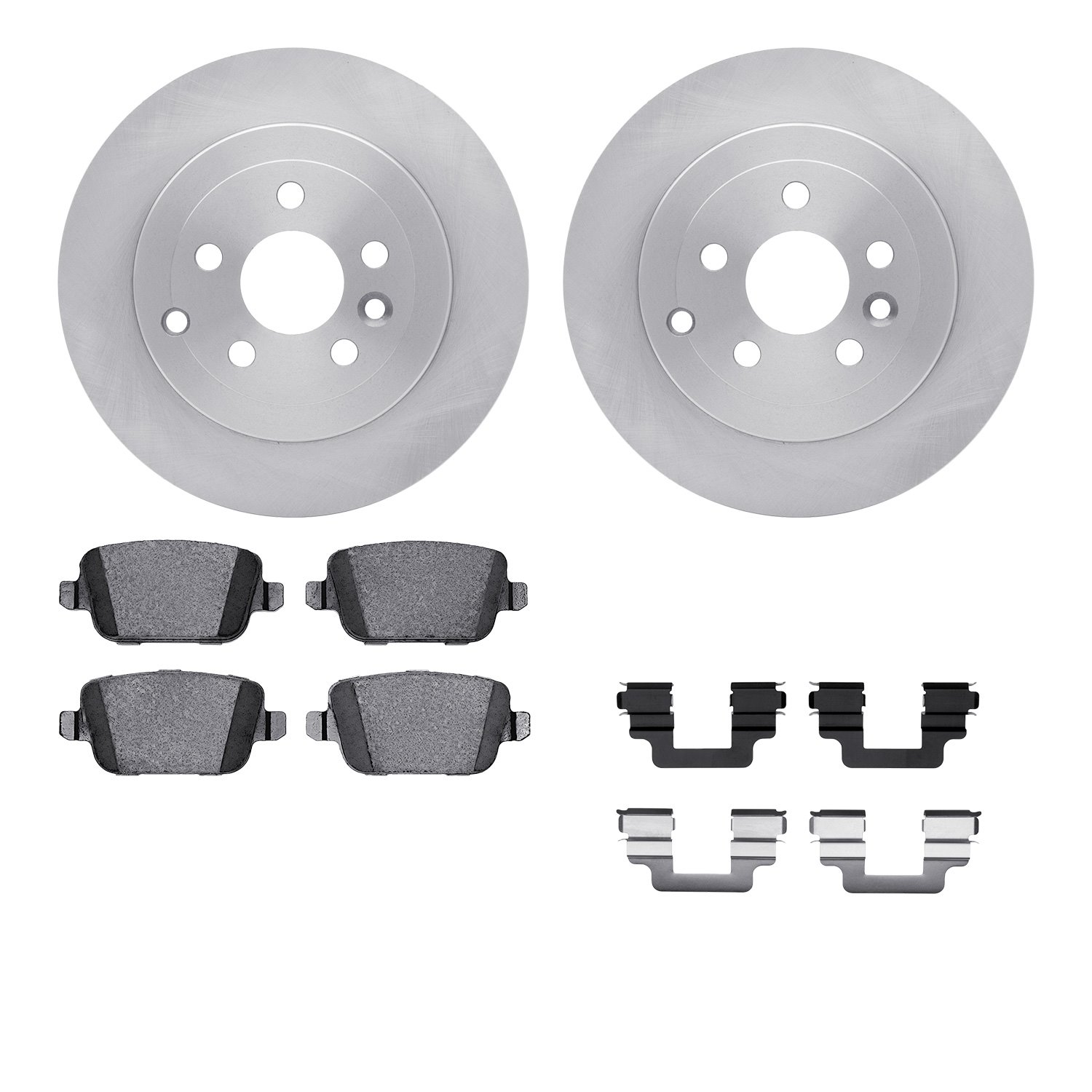 6512-11113 Brake Rotors w/5000 Advanced Brake Pads Kit with Hardware, 2008-2012 Land Rover, Position: Rear