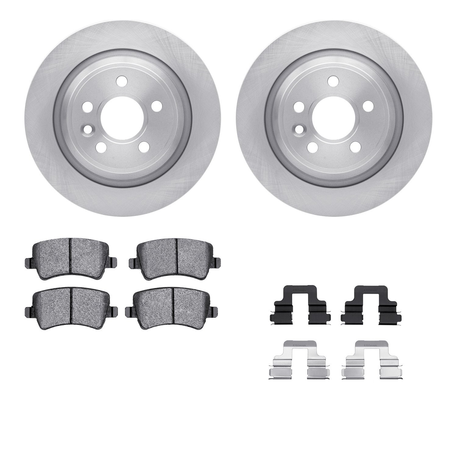 6512-11136 Brake Rotors w/5000 Advanced Brake Pads Kit with Hardware, 2012-2015 Land Rover, Position: Rear