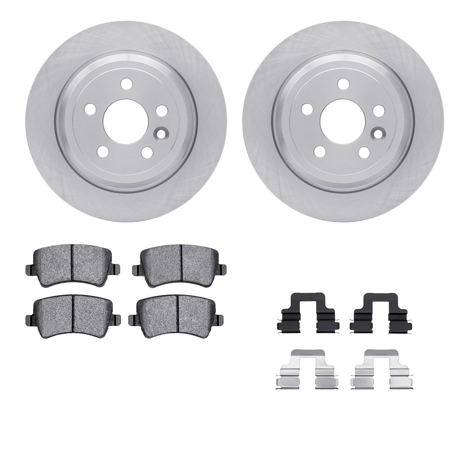 6512-11148 Brake Rotors w/5000 Advanced Brake Pads Kit with Hardware, 2013-2015 Land Rover, Position: Rear