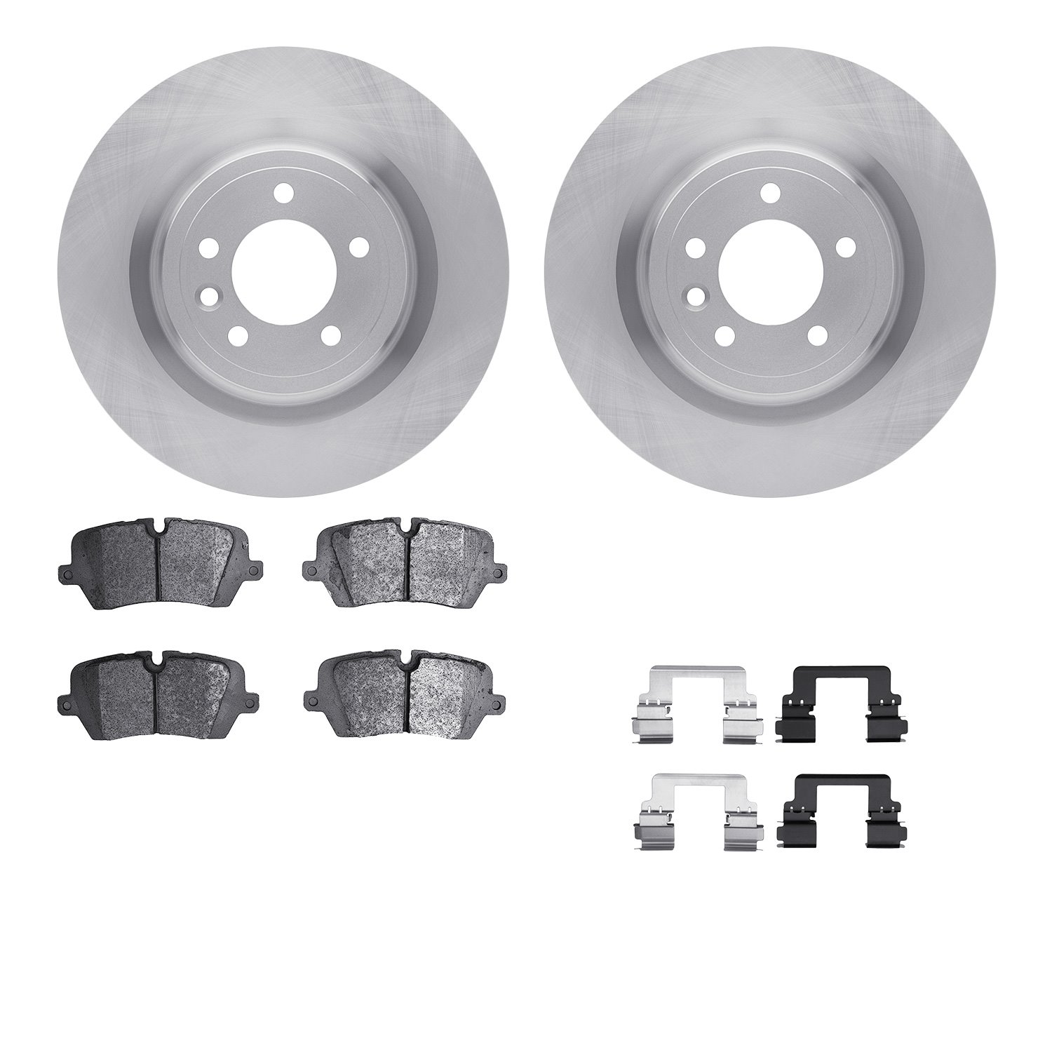6512-11157 Brake Rotors w/5000 Advanced Brake Pads Kit with Hardware, 2014-2017 Land Rover, Position: Rear
