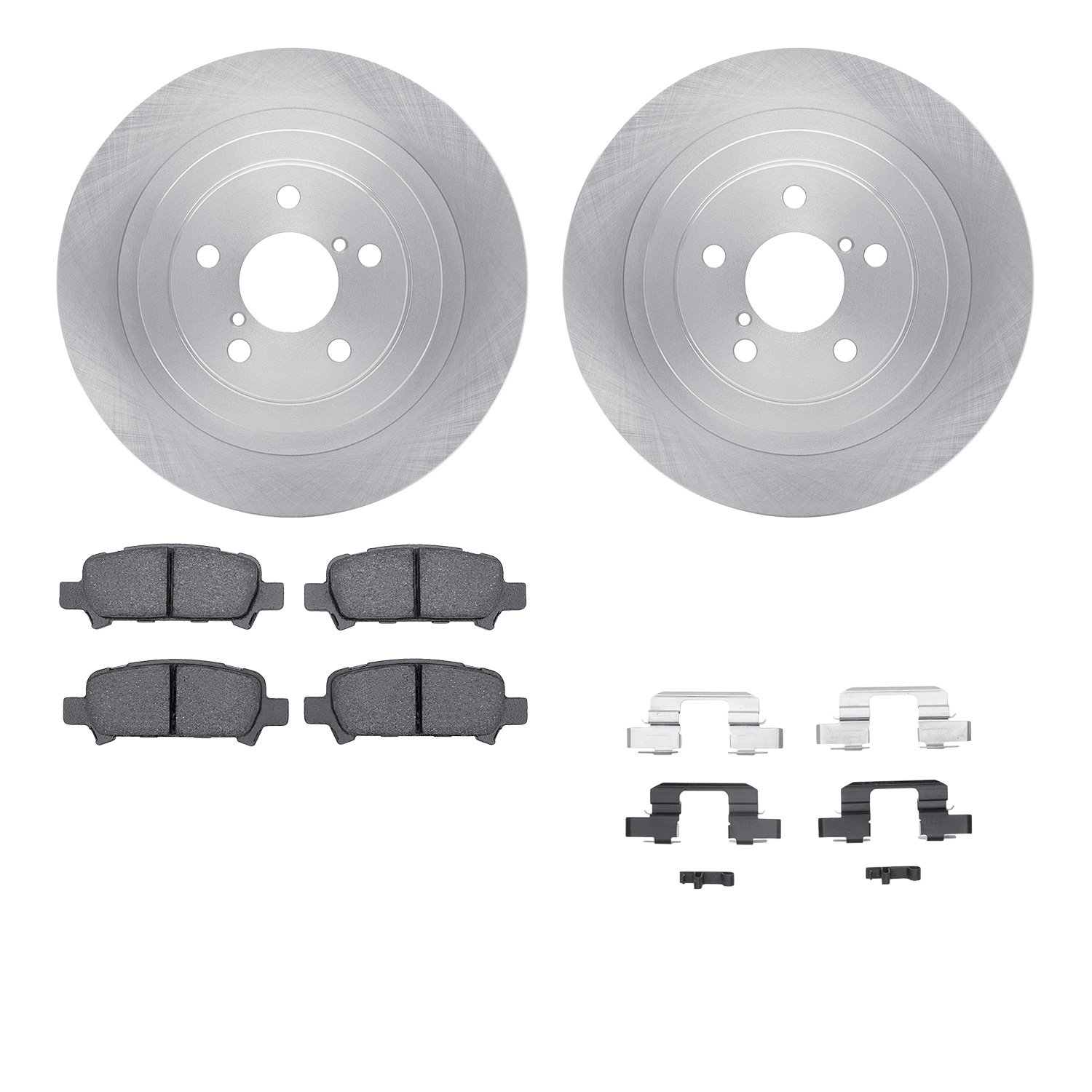 6512-13145 Brake Rotors w/5000 Advanced Brake Pads Kit with Hardware, 2005-2009 Subaru, Position: Rear