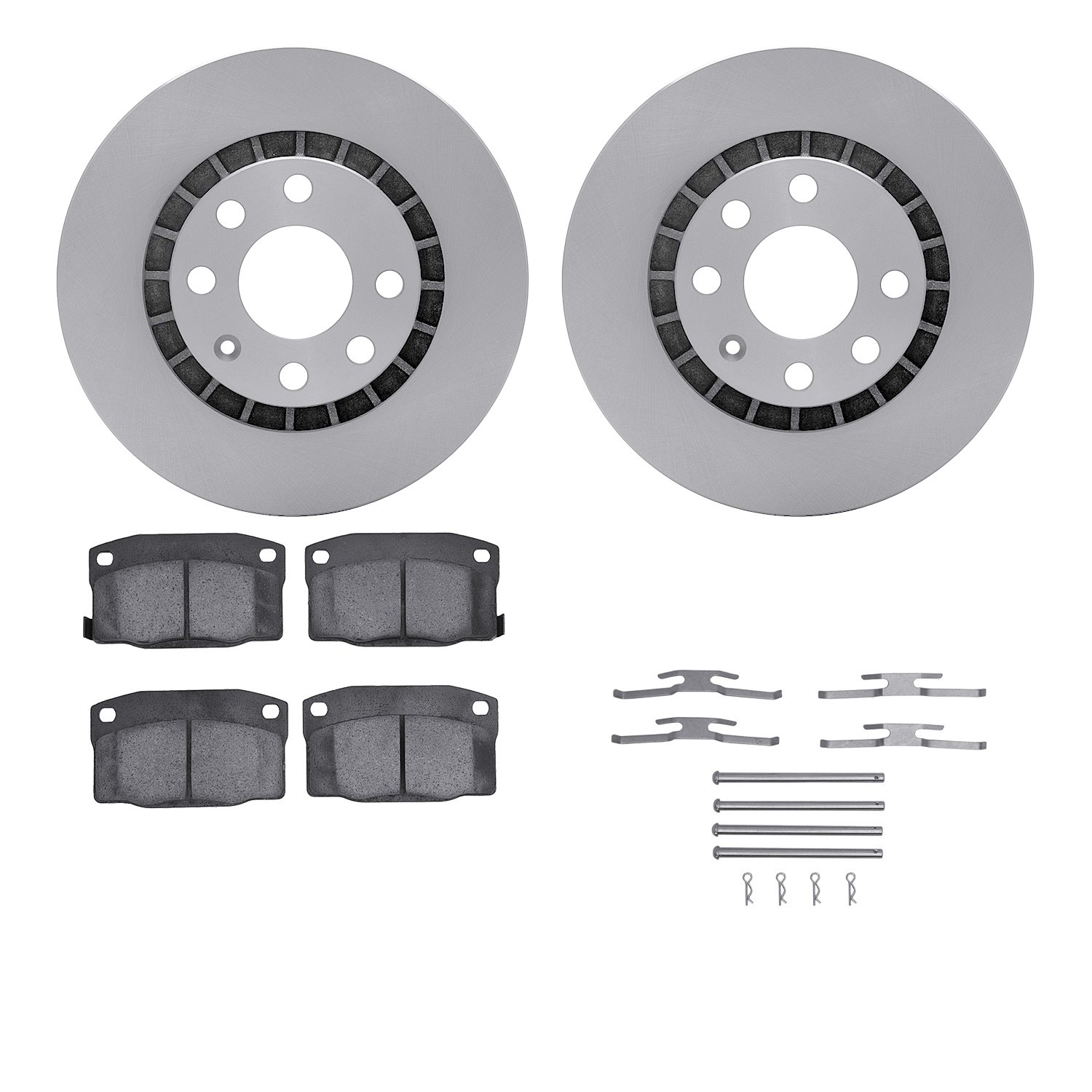 6512-18001 Brake Rotors w/5000 Advanced Brake Pads Kit with Hardware, 1988-1990 GM, Position: Front