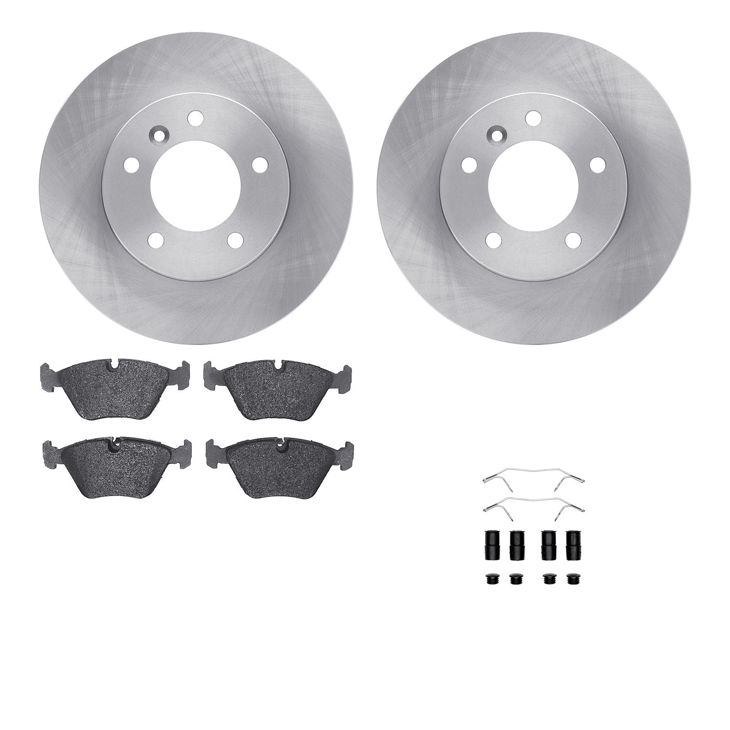 6512-20047 Brake Rotors w/5000 Advanced Brake Pads Kit with Hardware, 1990-1997 Jaguar, Position: Front