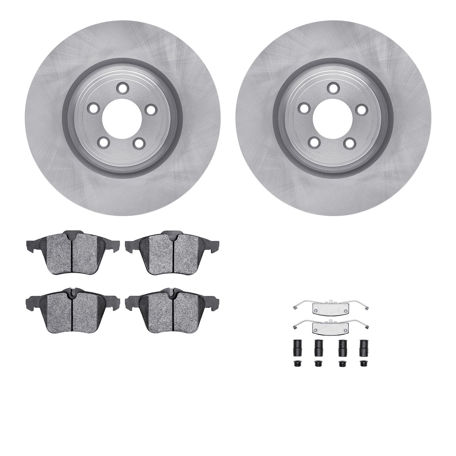 6512-20096 Brake Rotors w/5000 Advanced Brake Pads Kit with Hardware, 2009-2015 Jaguar, Position: Front