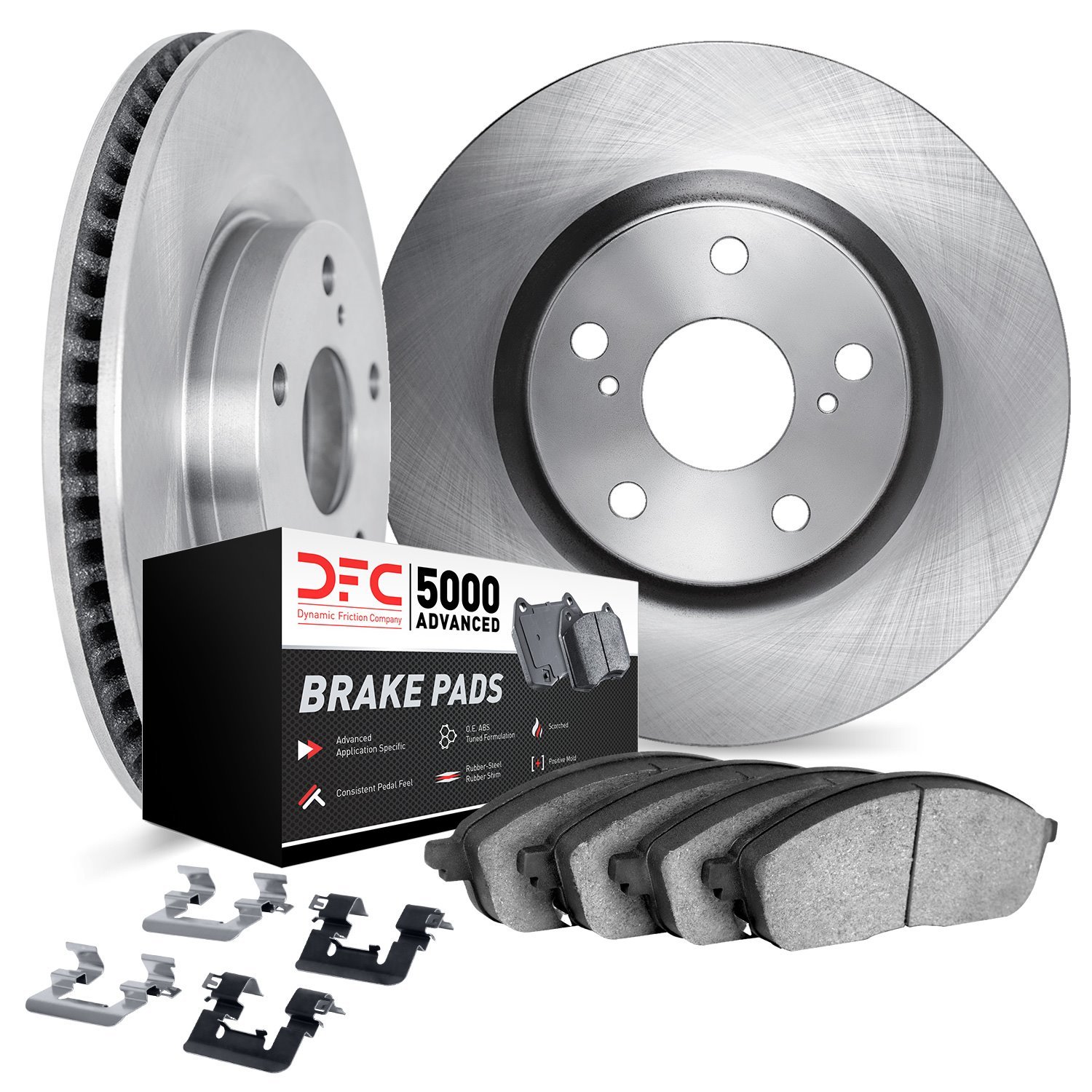 6512-20114 Brake Rotors w/5000 Advanced Brake Pads Kit with Hardware, 2008-2009 Jaguar, Position: Front