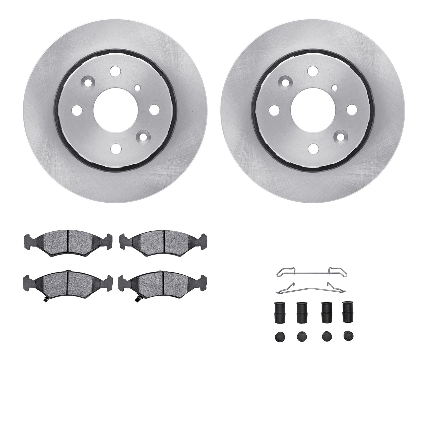 6512-21044 Brake Rotors w/5000 Advanced Brake Pads Kit with Hardware, 1994-2000 Kia/Hyundai/Genesis, Position: Front