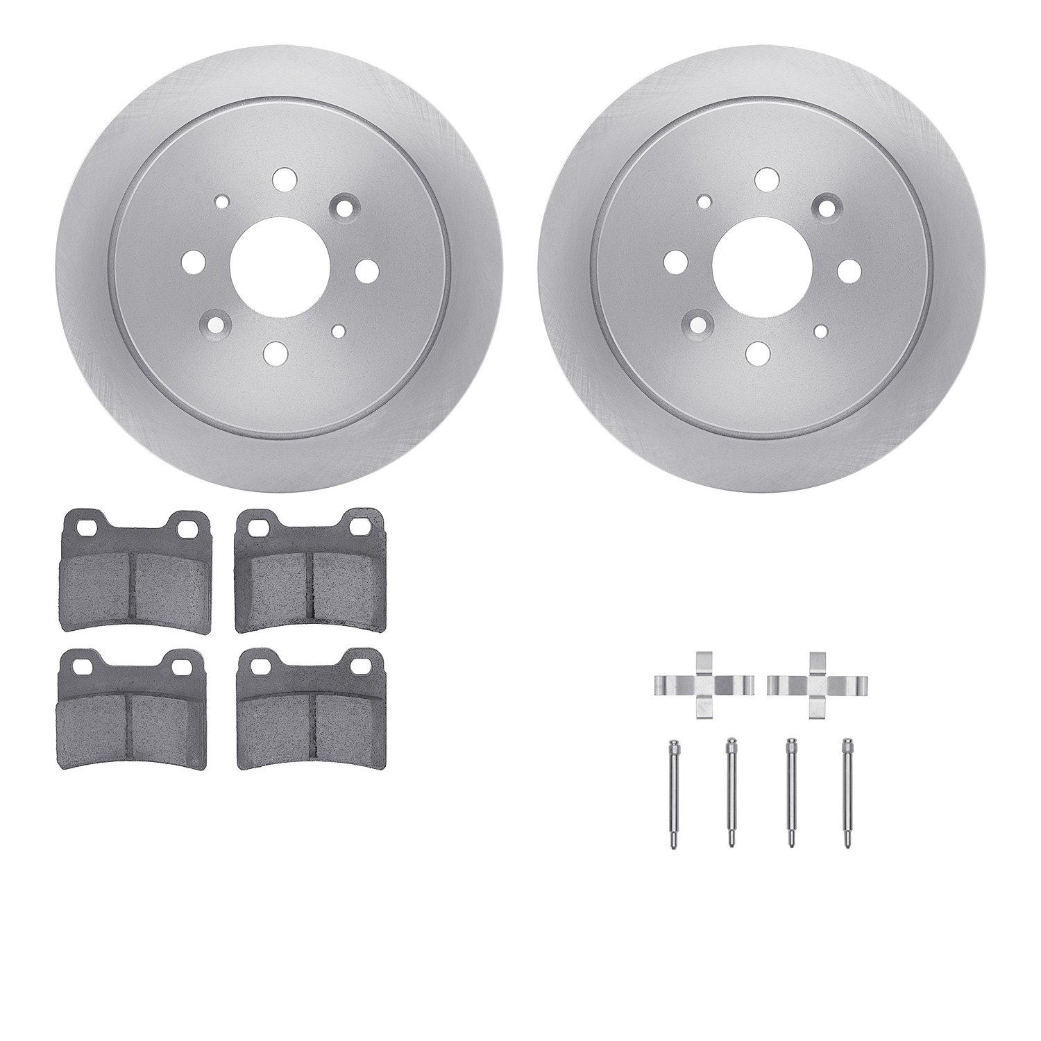 6512-21047 Brake Rotors w/5000 Advanced Brake Pads Kit with Hardware, 1995-1997 Kia/Hyundai/Genesis, Position: Rear