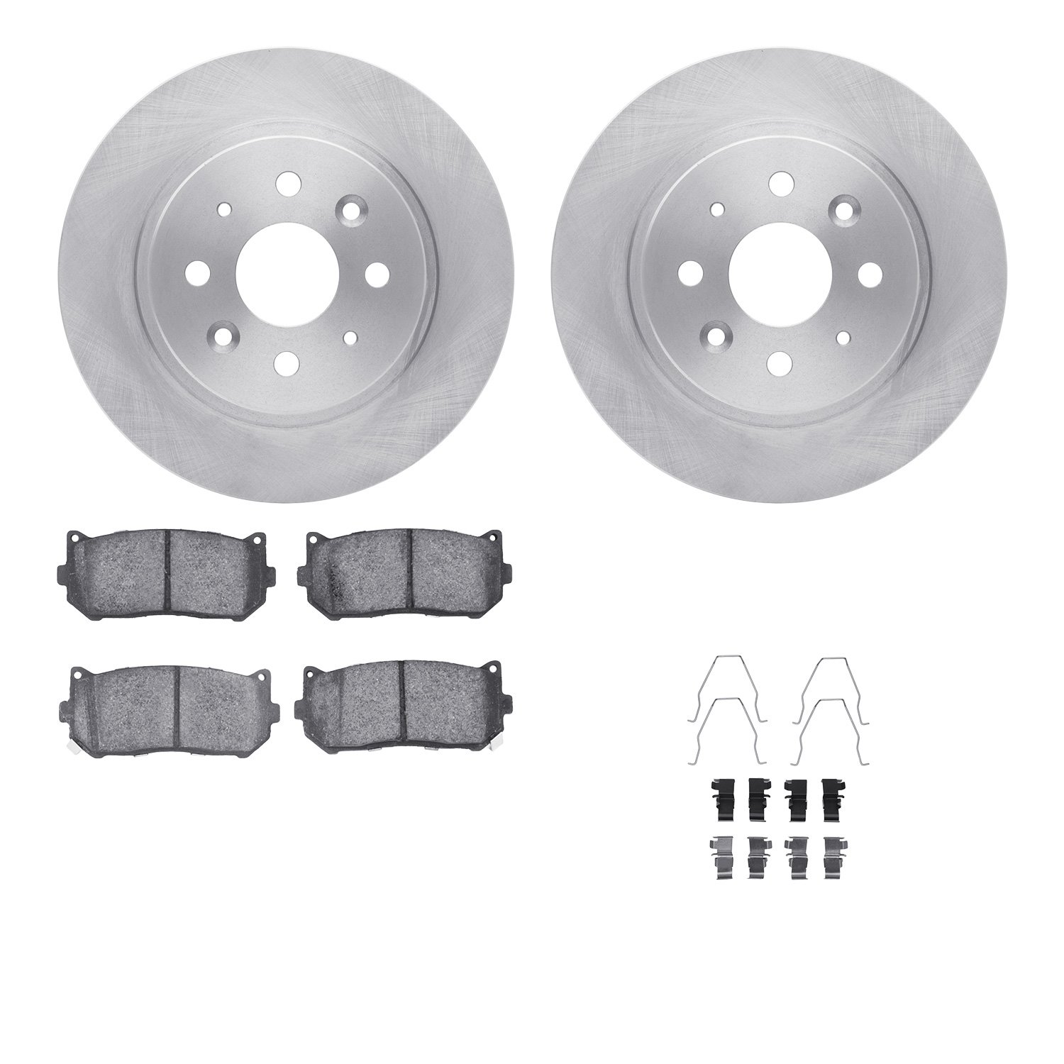 6512-21050 Brake Rotors w/5000 Advanced Brake Pads Kit with Hardware, 1998-2003 Kia/Hyundai/Genesis, Position: Rear