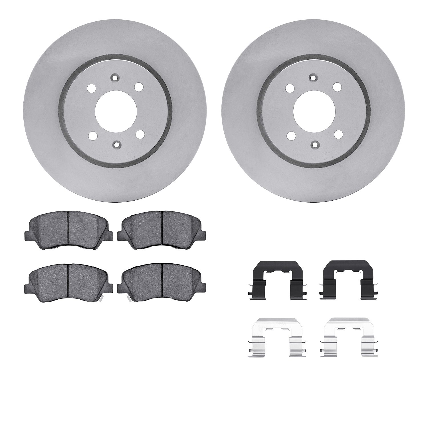 6512-21110 Brake Rotors w/5000 Advanced Brake Pads Kit with Hardware, 2012-2017 Kia/Hyundai/Genesis, Position: Front