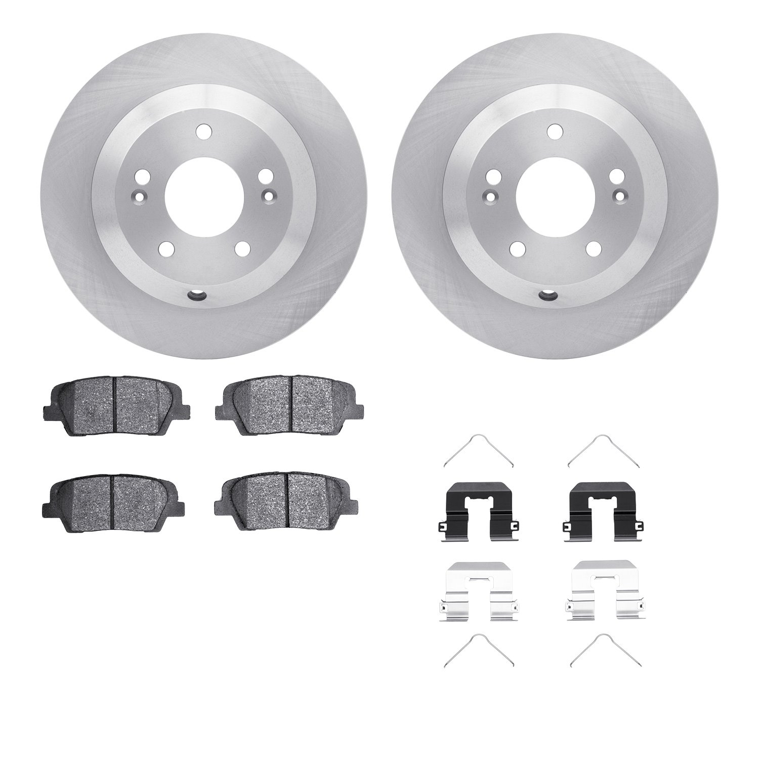 6512-21158 Brake Rotors w/5000 Advanced Brake Pads Kit with Hardware, 2015-2020 Kia/Hyundai/Genesis, Position: Rear