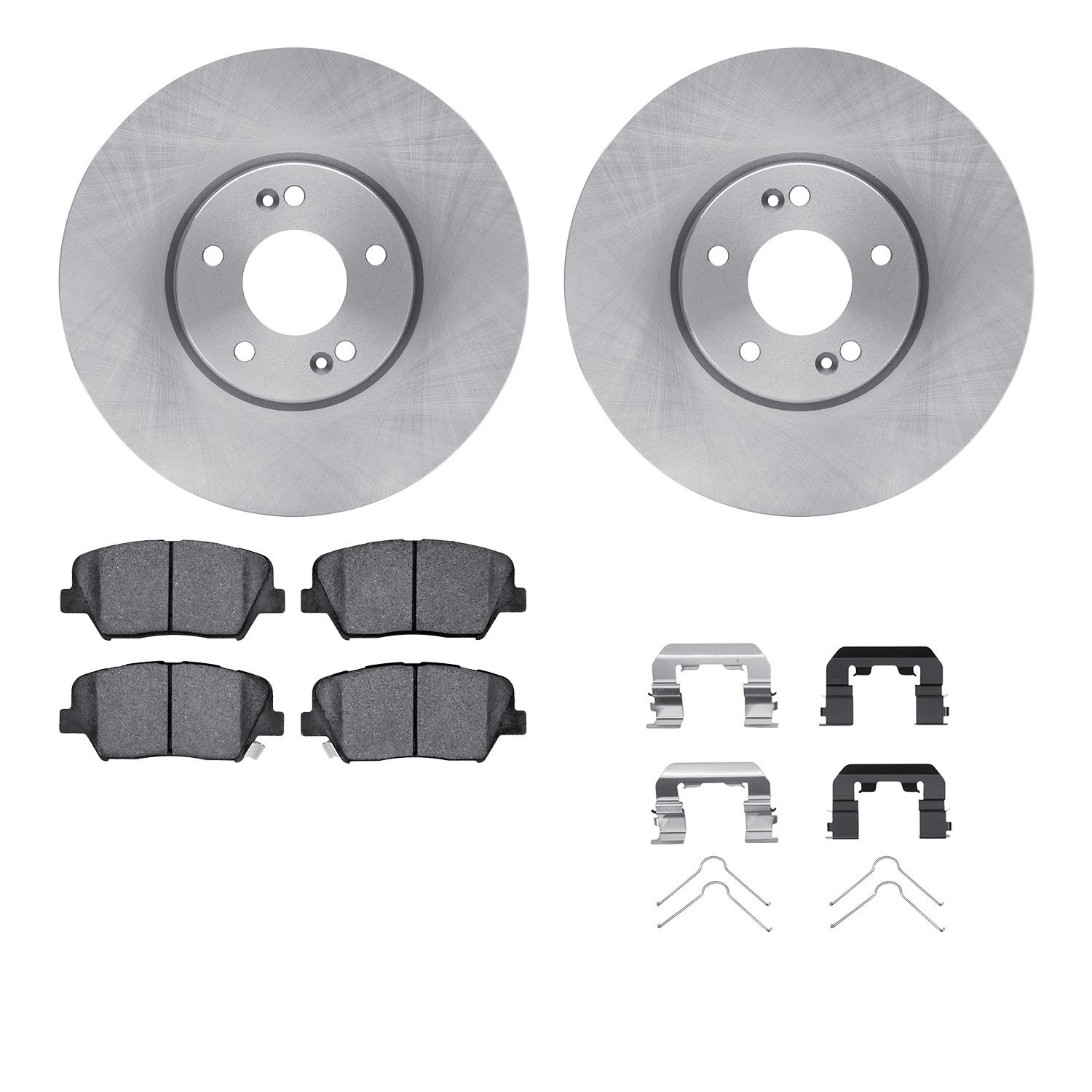 6512-21161 Brake Rotors w/5000 Advanced Brake Pads Kit with Hardware, 2015-2020 Kia/Hyundai/Genesis, Position: Front
