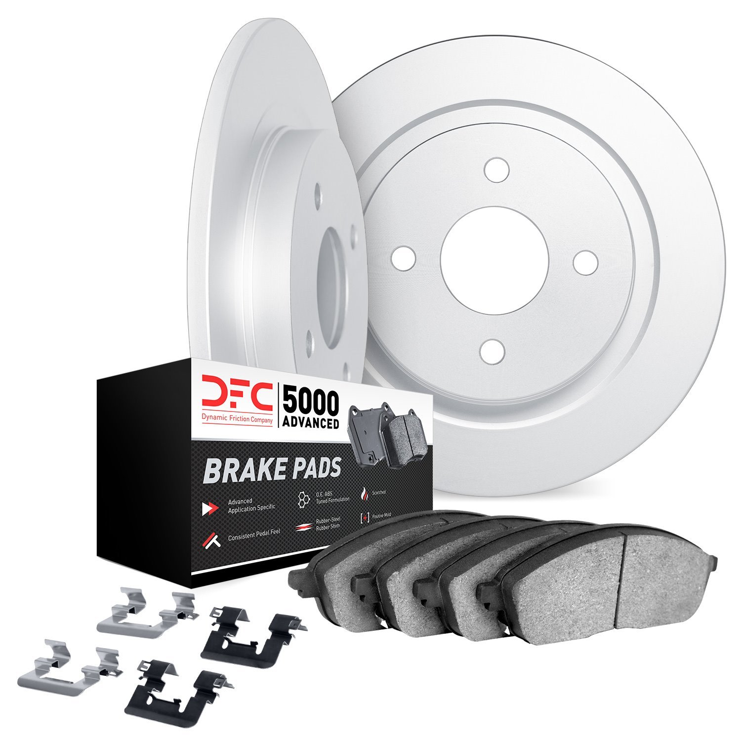 6512-23016 Brake Rotors w/5000 Advanced Brake Pads Kit with Hardware, 1983-1987 Renault, Position: Front