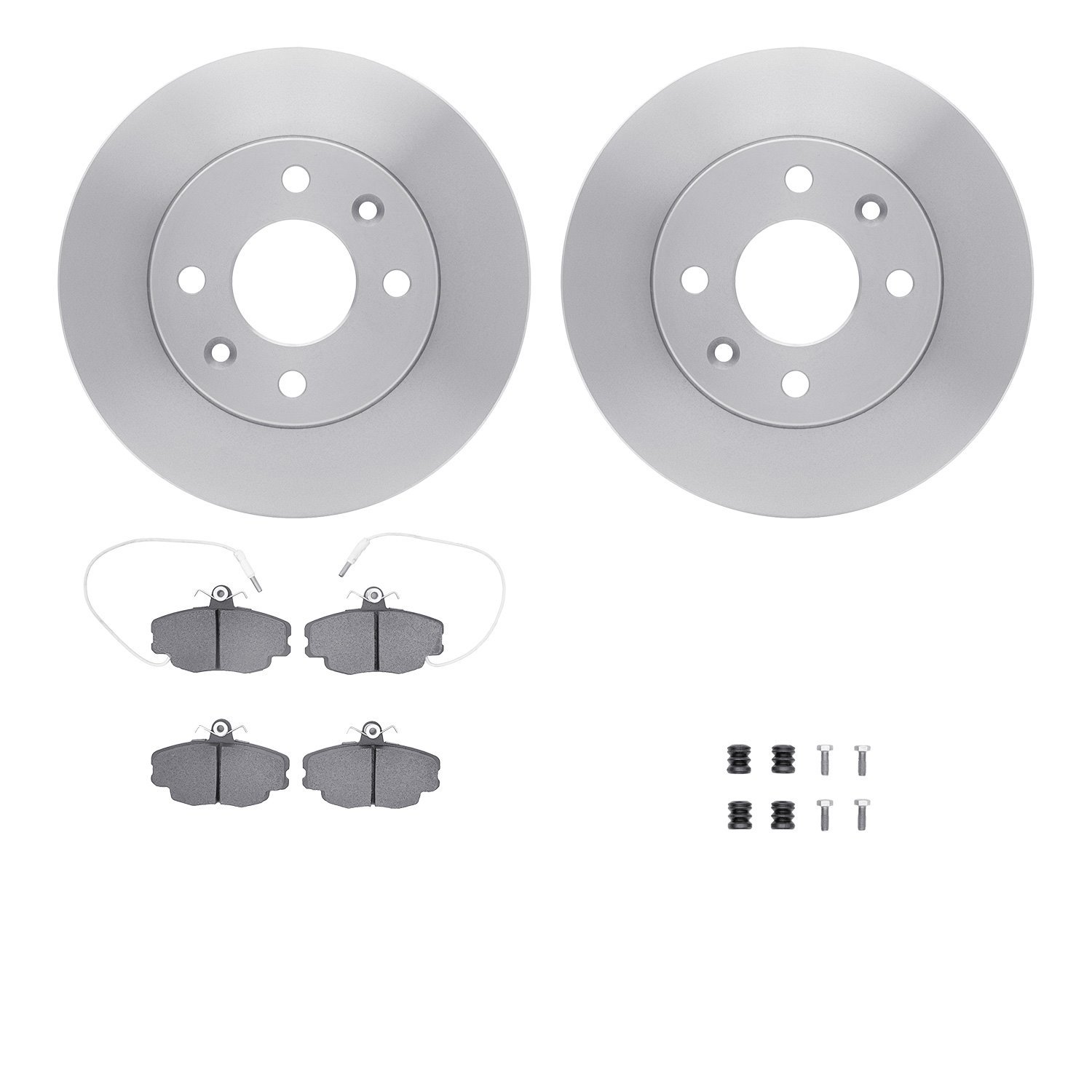6512-23019 Brake Rotors w/5000 Advanced Brake Pads Kit with Hardware, 1981-1983 Renault, Position: Front