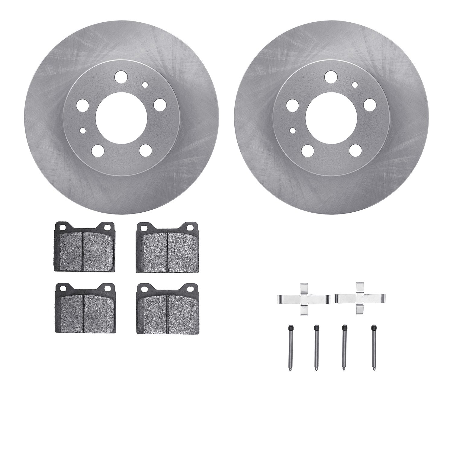 6512-27065 Brake Rotors w/5000 Advanced Brake Pads Kit with Hardware, 1967-1972 Volvo, Position: Front