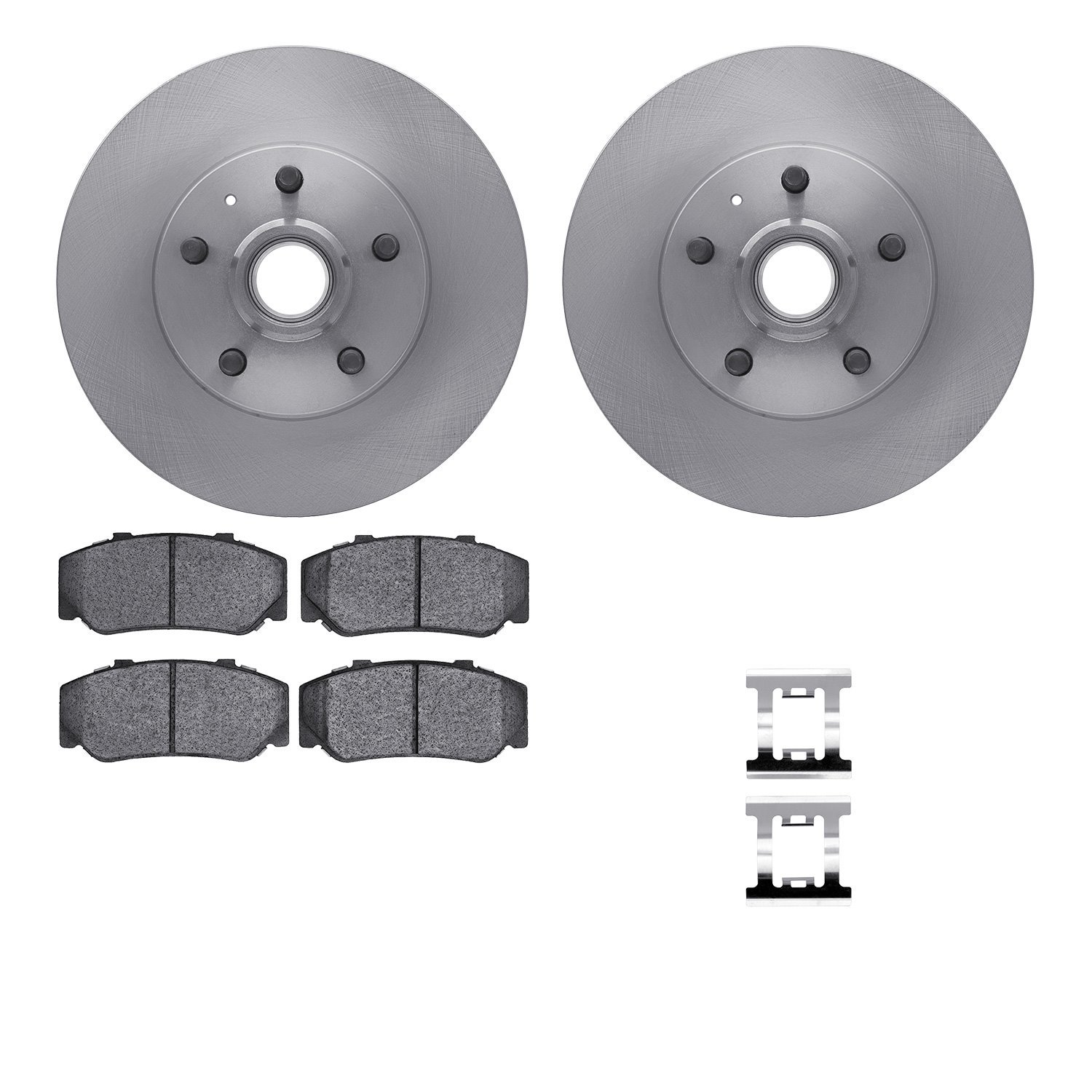 6512-27070 Brake Rotors w/5000 Advanced Brake Pads Kit with Hardware, 1983-1987 Volvo, Position: Front