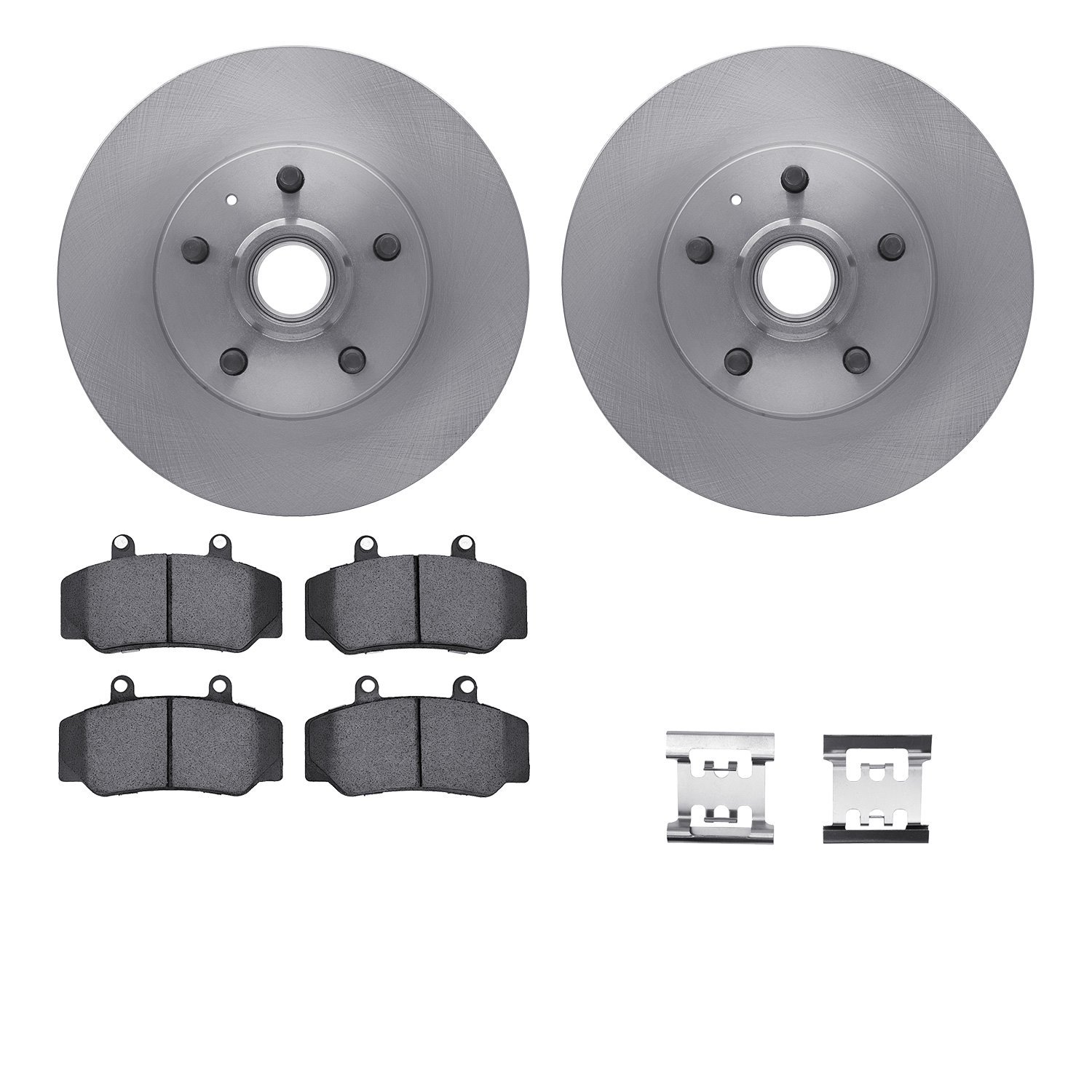 6512-27071 Brake Rotors w/5000 Advanced Brake Pads Kit with Hardware, 1983-1987 Volvo, Position: Front