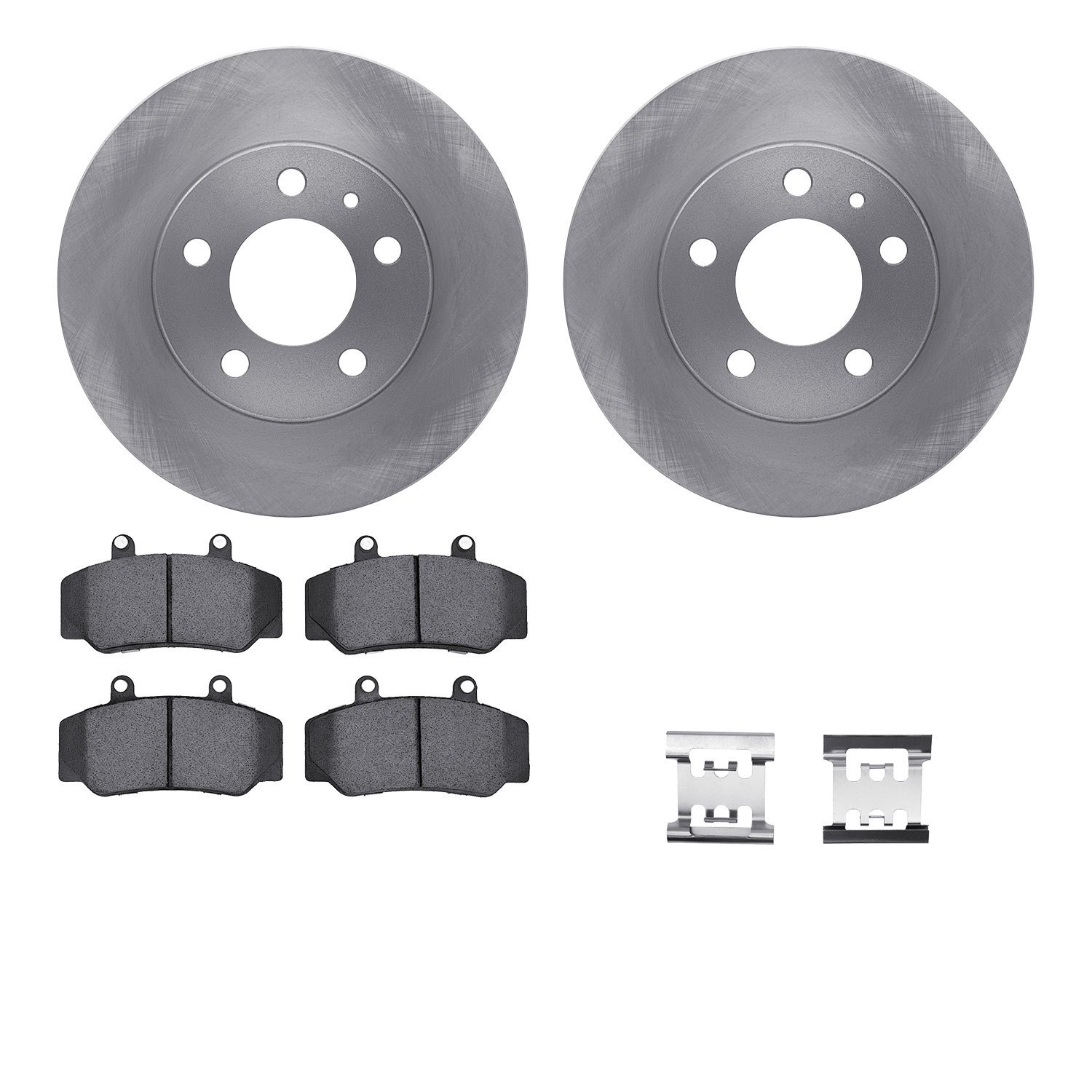 6512-27083 Brake Rotors w/5000 Advanced Brake Pads Kit with Hardware, 1983-1990 Volvo, Position: Front