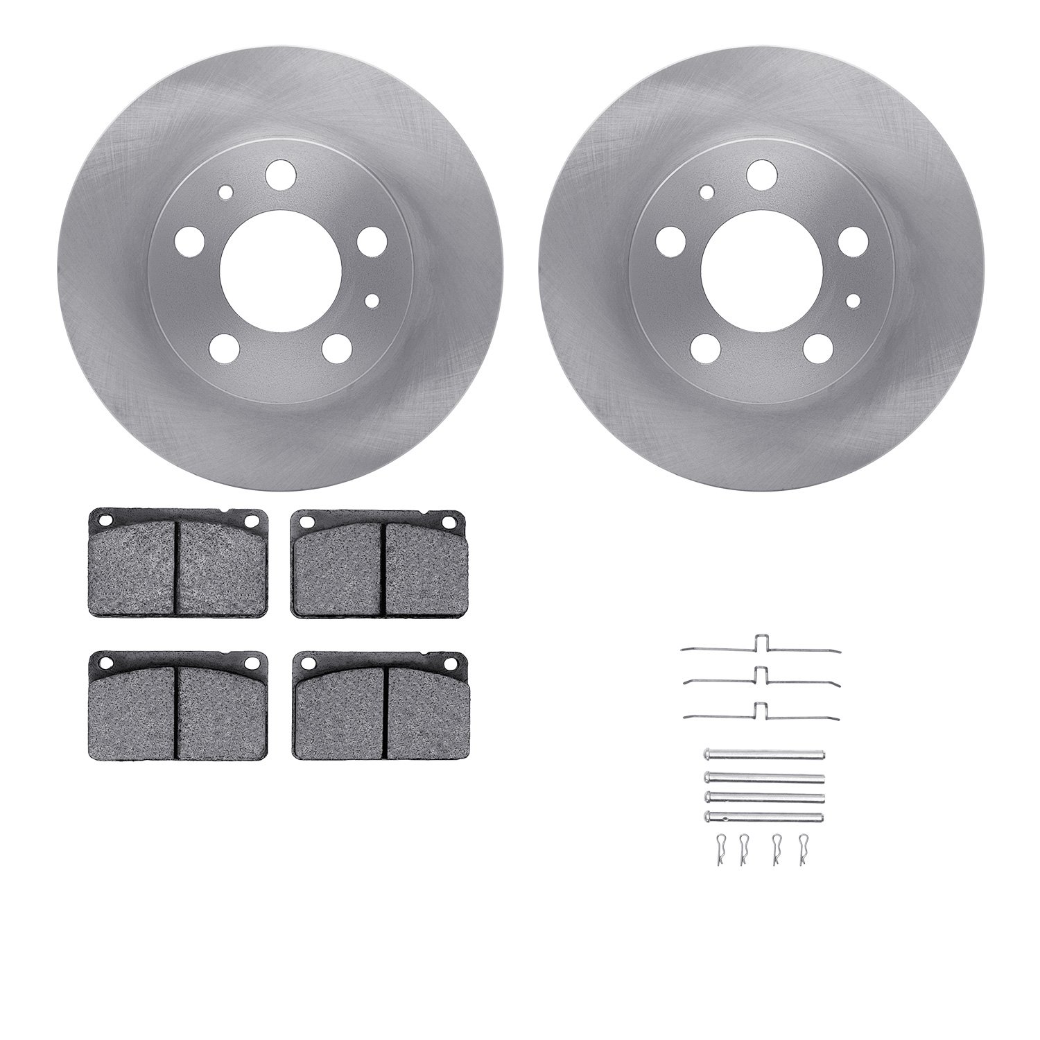 6512-27107 Brake Rotors w/5000 Advanced Brake Pads Kit with Hardware, 1975-1987 Volvo, Position: Front