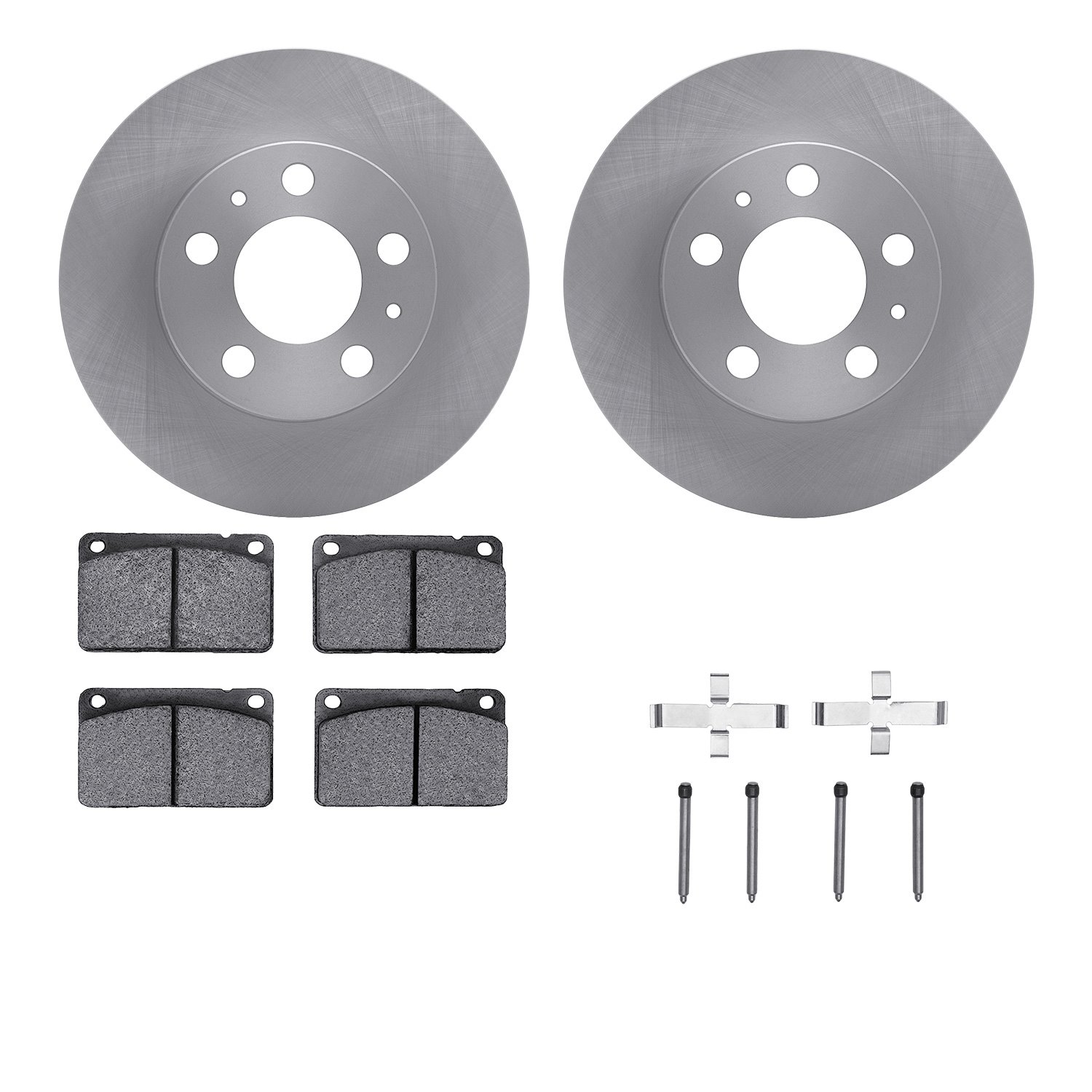 6512-27118 Brake Rotors w/5000 Advanced Brake Pads Kit with Hardware, 1976-1984 Volvo, Position: Front