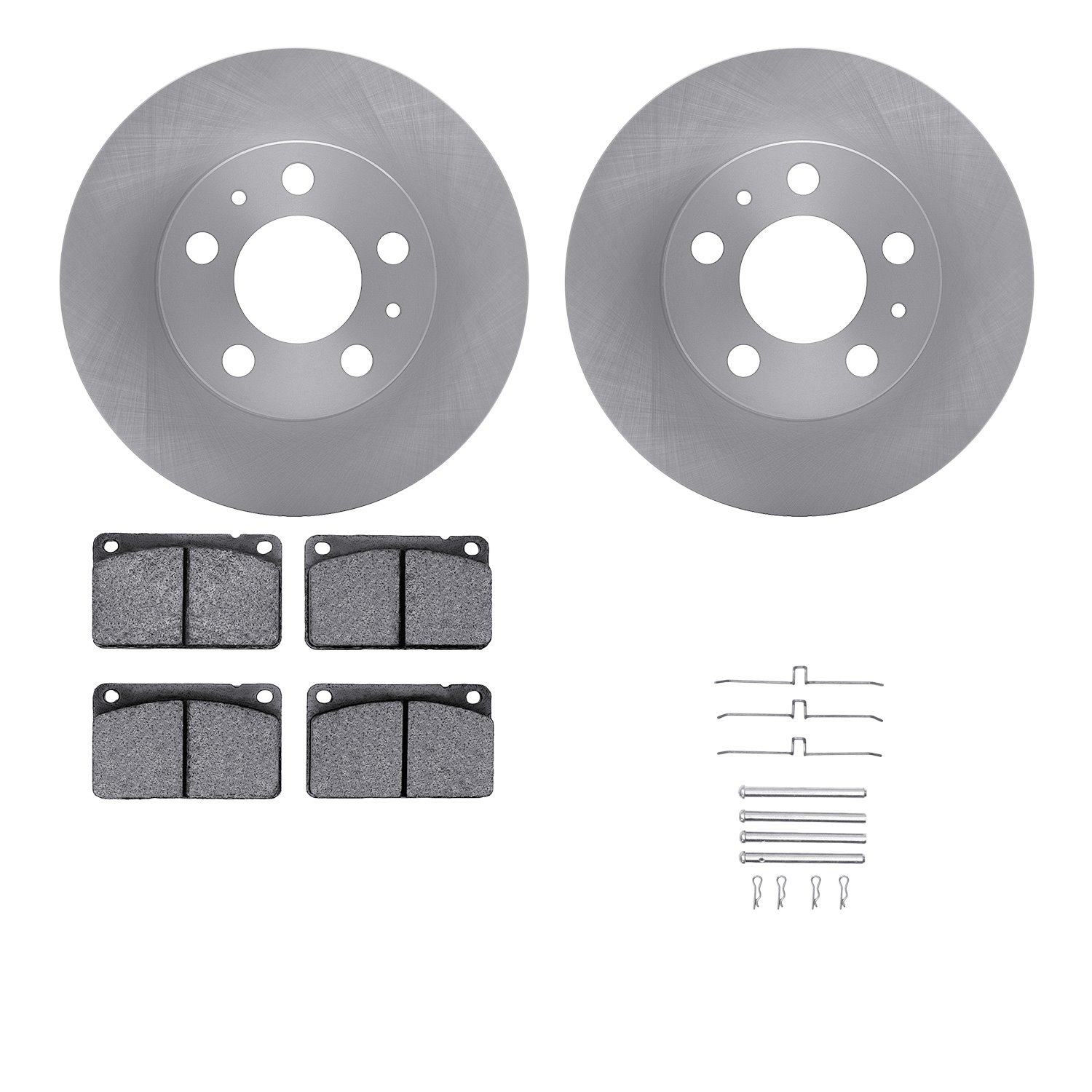 6512-27119 Brake Rotors w/5000 Advanced Brake Pads Kit with Hardware, 1979-1984 Volvo, Position: Front