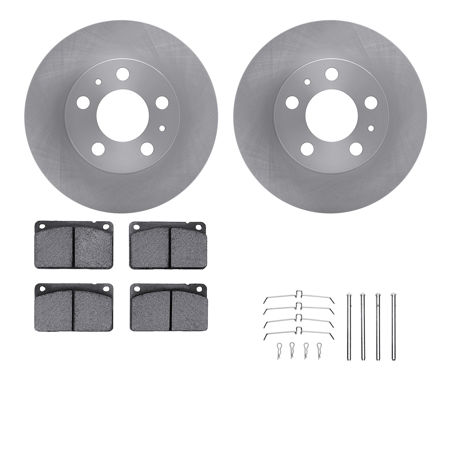 6512-27120 Brake Rotors w/5000 Advanced Brake Pads Kit with Hardware, 1976-1993 Volvo, Position: Front