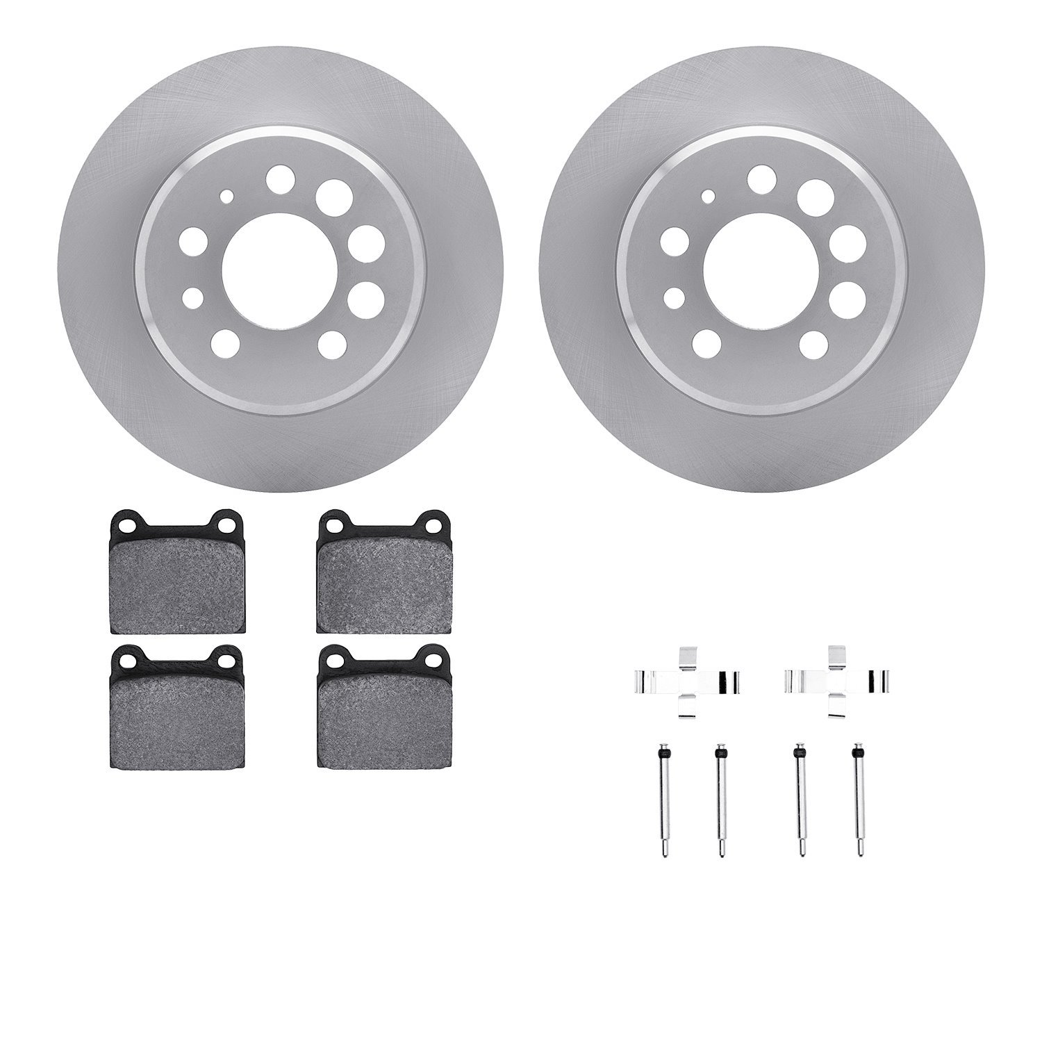 6512-27128 Brake Rotors w/5000 Advanced Brake Pads Kit with Hardware, 1974-1975 Volvo, Position: Rear