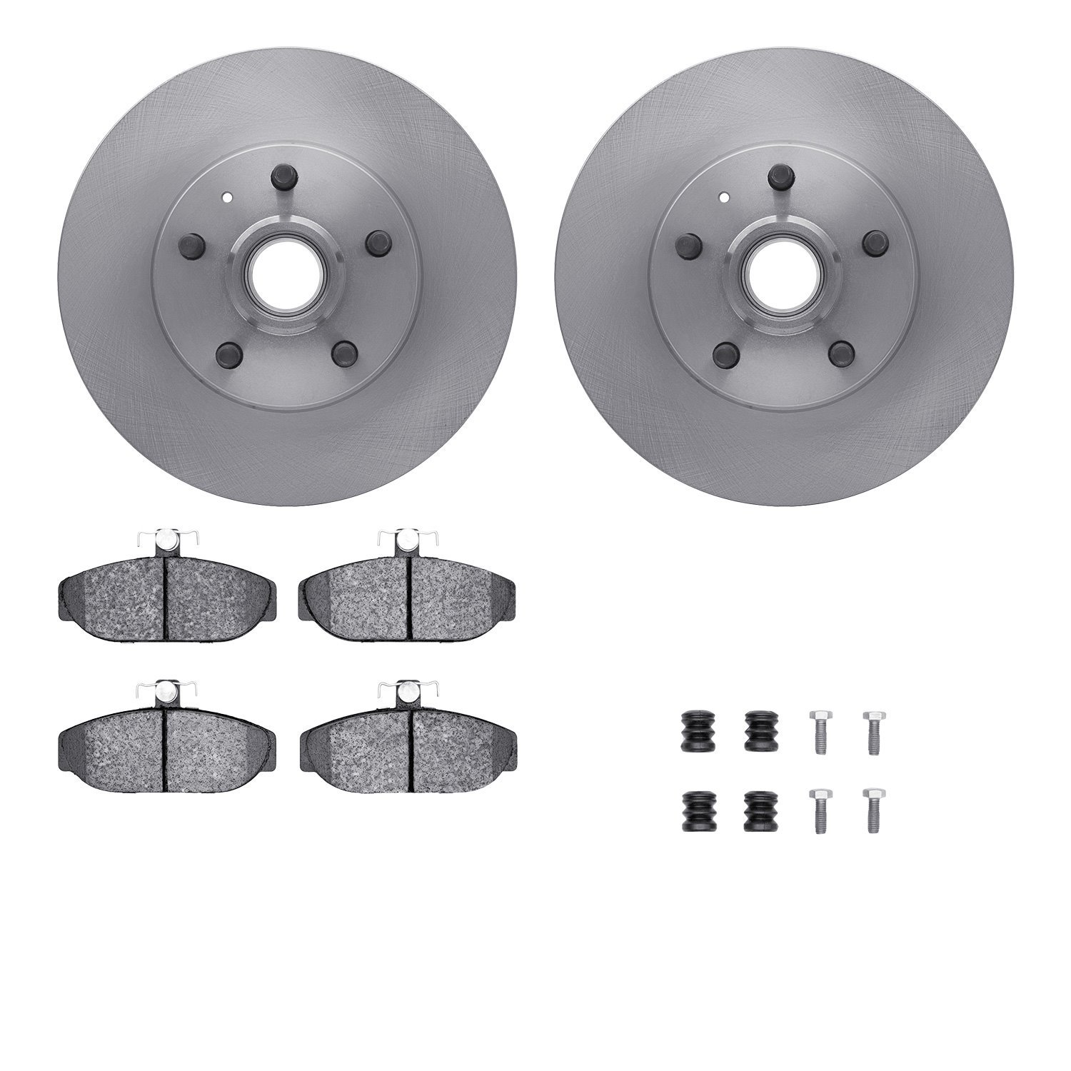 6512-27142 Brake Rotors w/5000 Advanced Brake Pads Kit with Hardware, 1983-1987 Volvo, Position: Front
