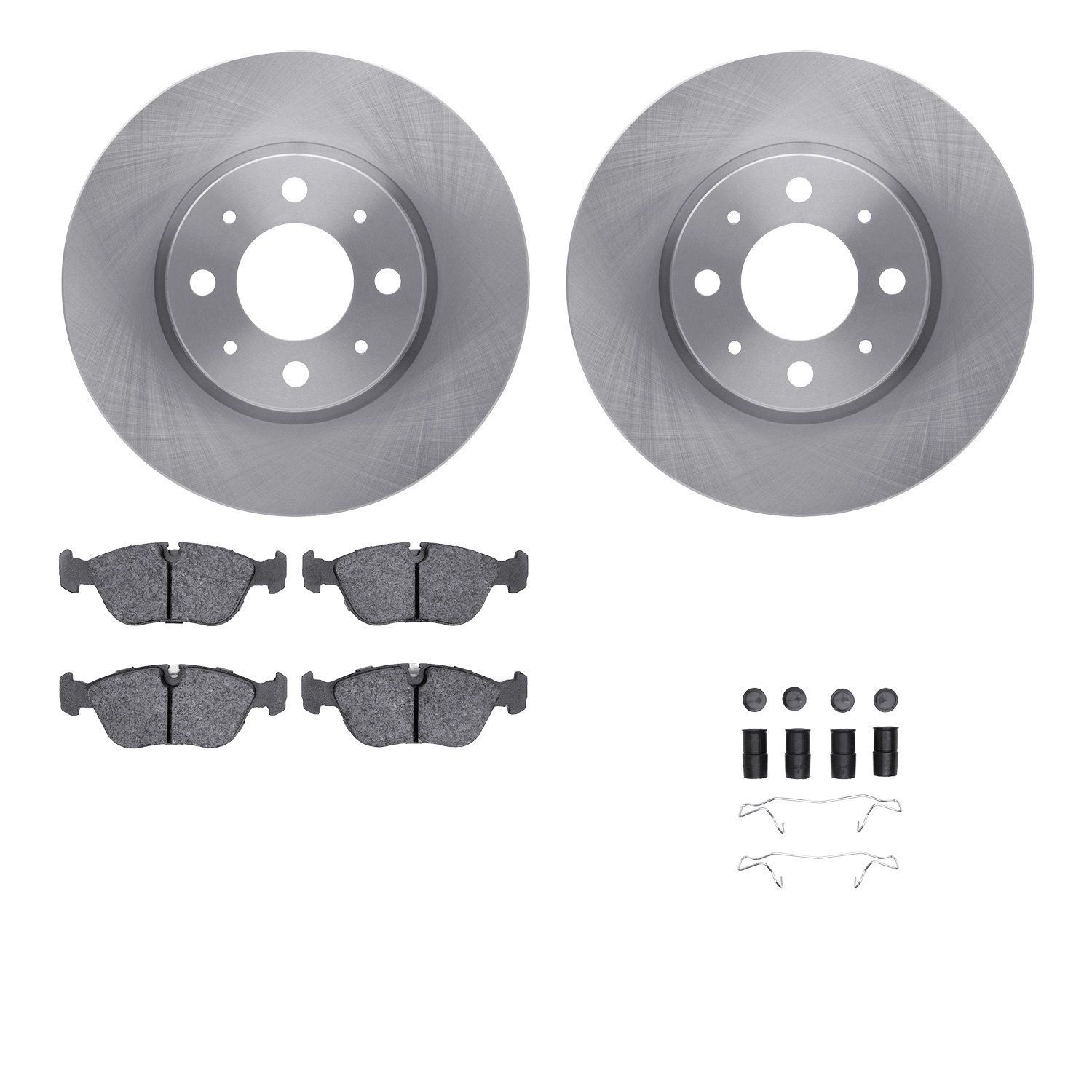 6512-27160 Brake Rotors w/5000 Advanced Brake Pads Kit with Hardware, 1993-1995 Volvo, Position: Front