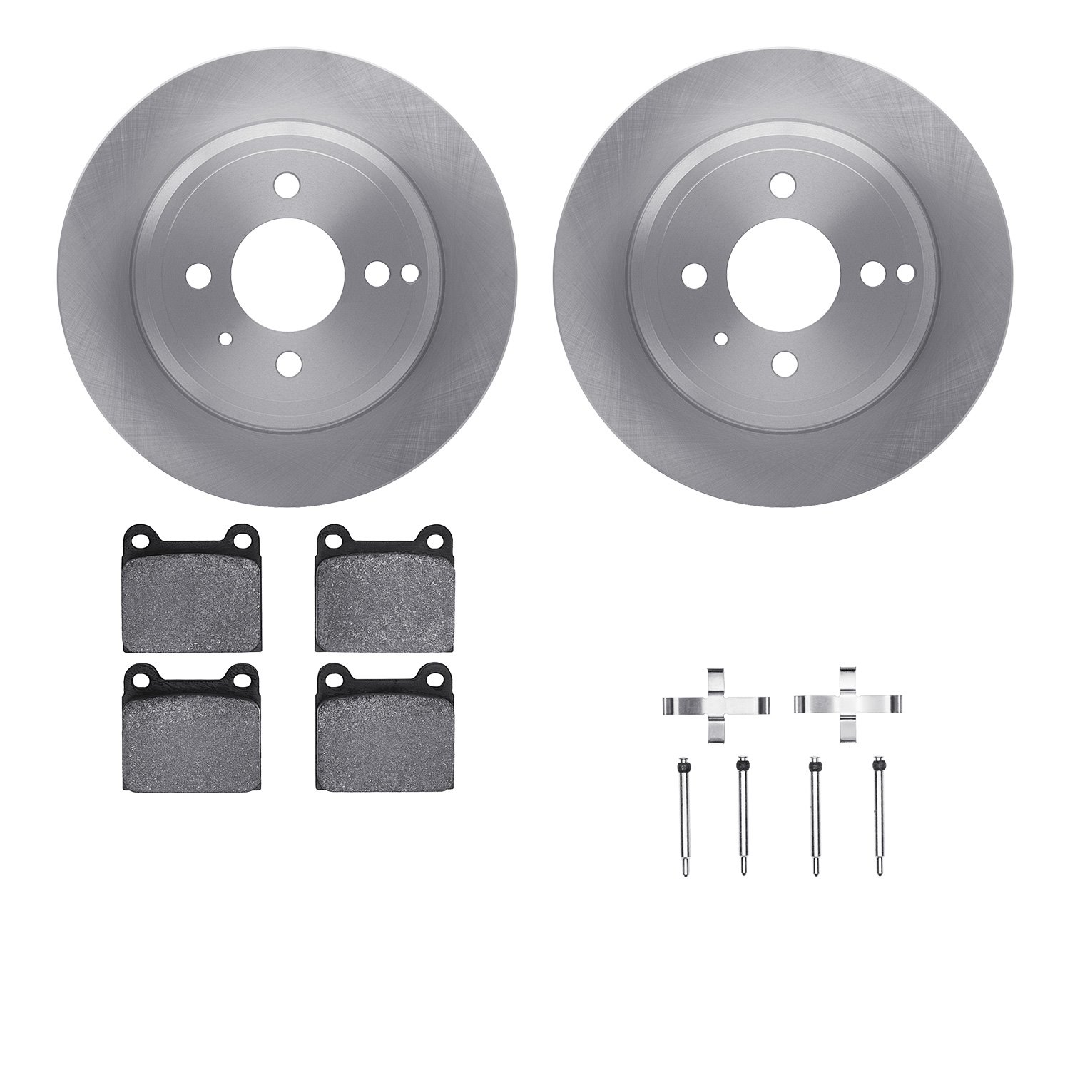 6512-27166 Brake Rotors w/5000 Advanced Brake Pads Kit with Hardware, 1993-1995 Volvo, Position: Rear