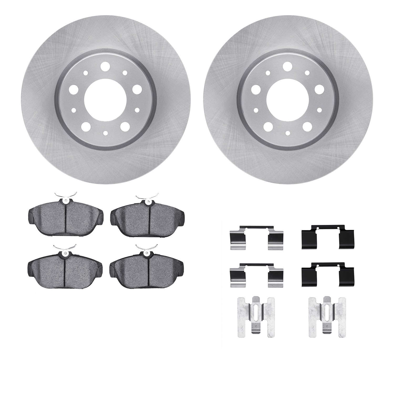 6512-27169 Brake Rotors w/5000 Advanced Brake Pads Kit with Hardware, 1995-1998 Volvo, Position: Front
