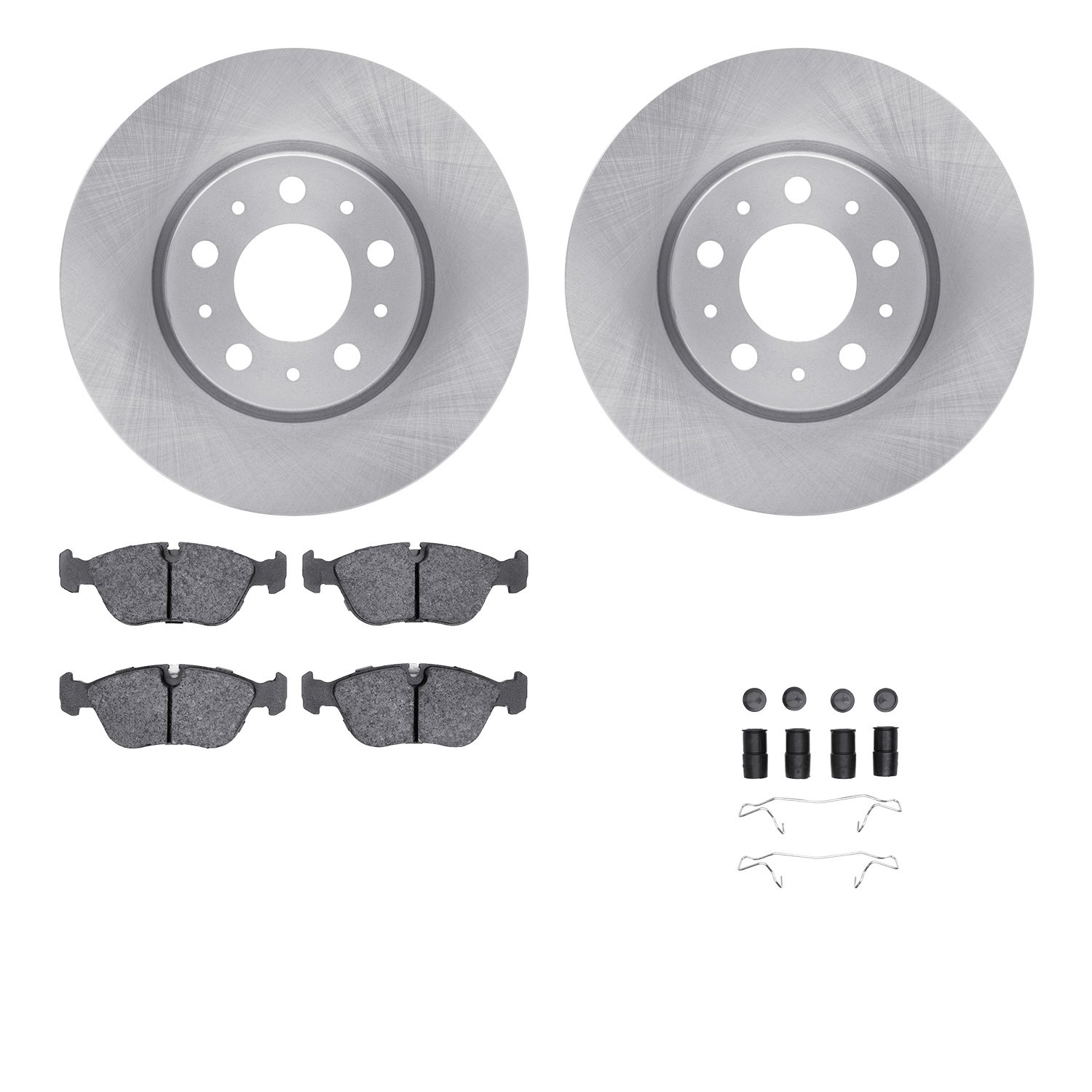 6512-27170 Brake Rotors w/5000 Advanced Brake Pads Kit with Hardware, 1996-2000 Volvo, Position: Front