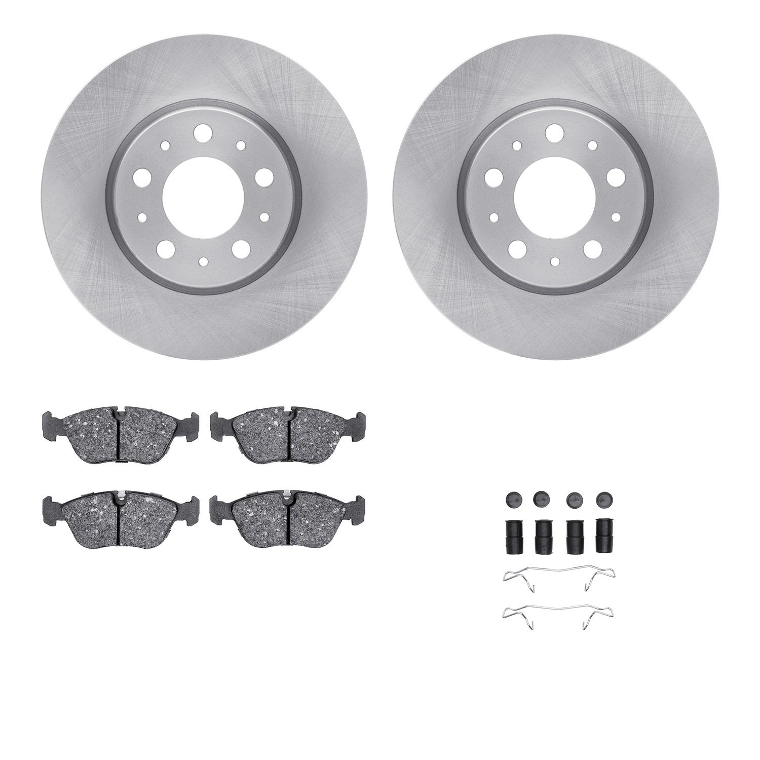 6512-27171 Brake Rotors w/5000 Advanced Brake Pads Kit with Hardware, 1998-2004 Volvo, Position: Front