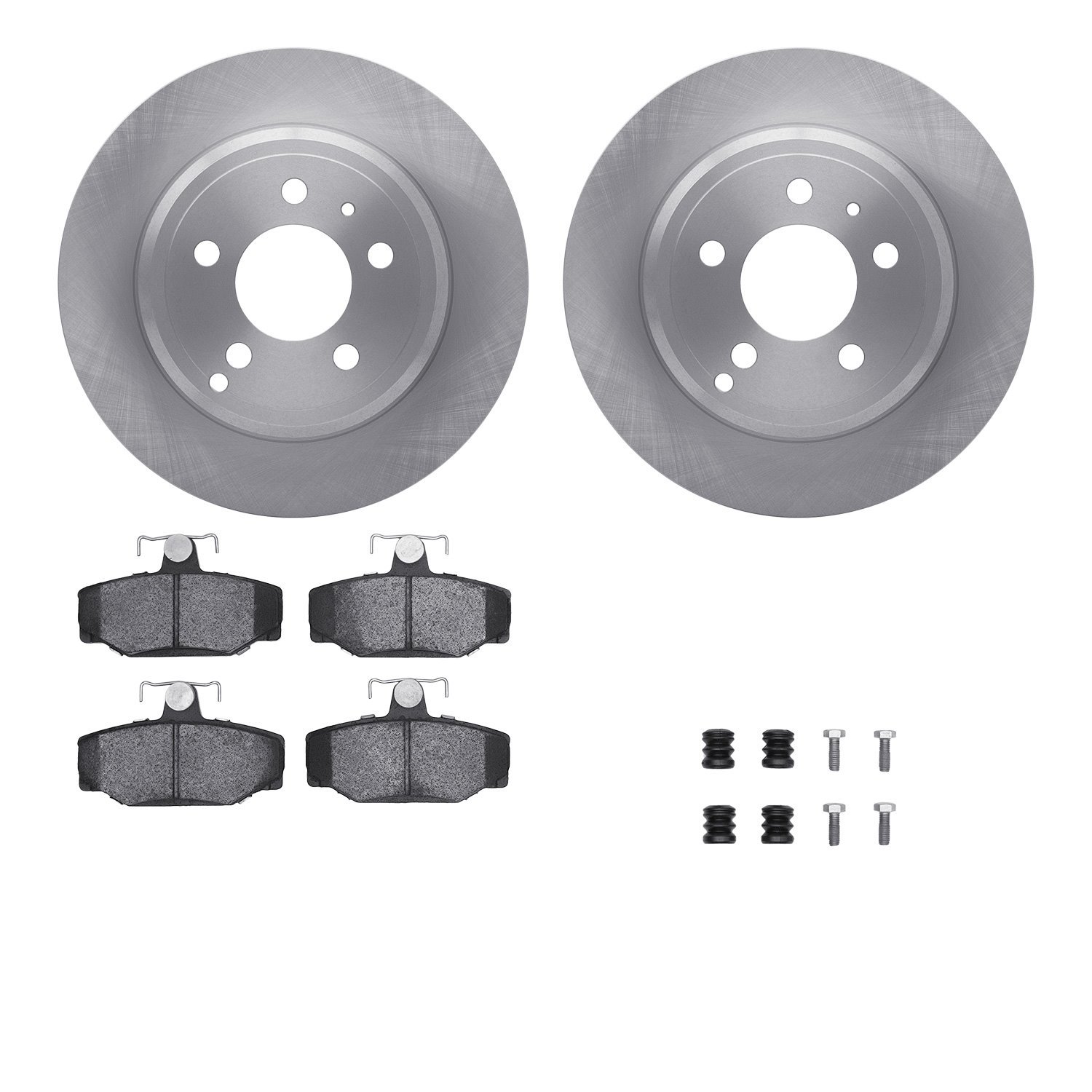 6512-27179 Brake Rotors w/5000 Advanced Brake Pads Kit with Hardware, 1996-1997 Volvo, Position: Rear