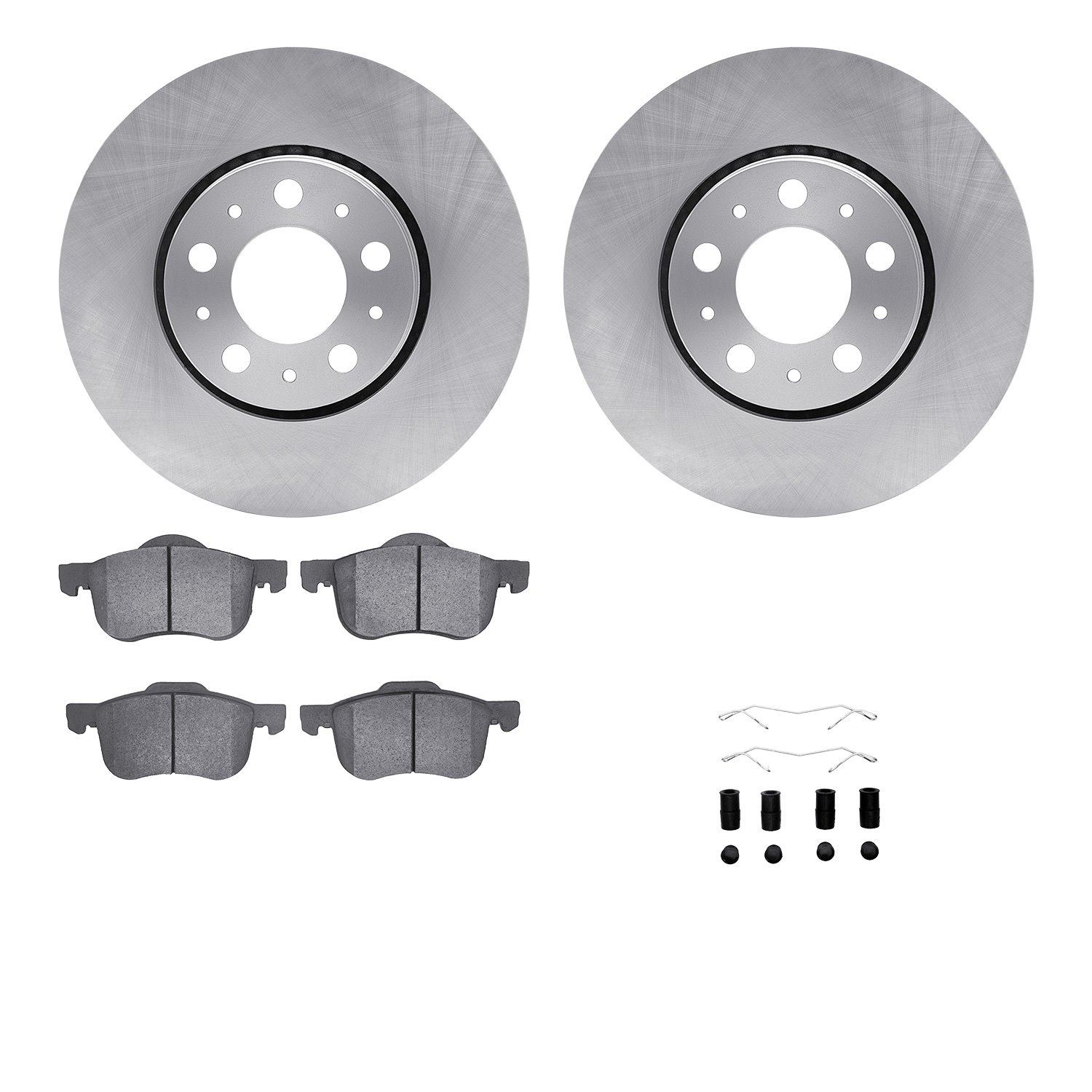 6512-27205 Brake Rotors w/5000 Advanced Brake Pads Kit with Hardware, 1999-2009 Volvo, Position: Front