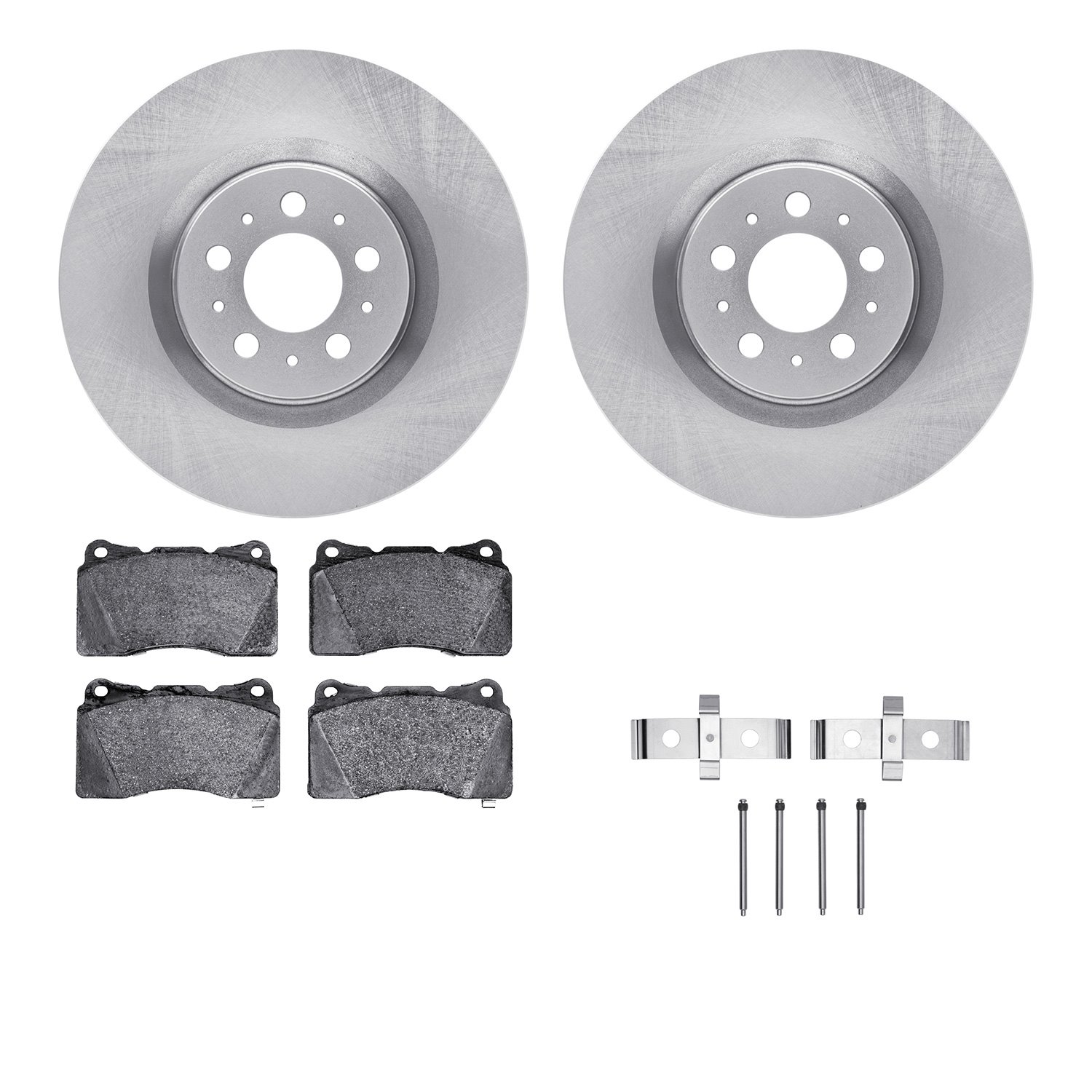 6512-27216 Brake Rotors w/5000 Advanced Brake Pads Kit with Hardware, 2004-2007 Volvo, Position: Front
