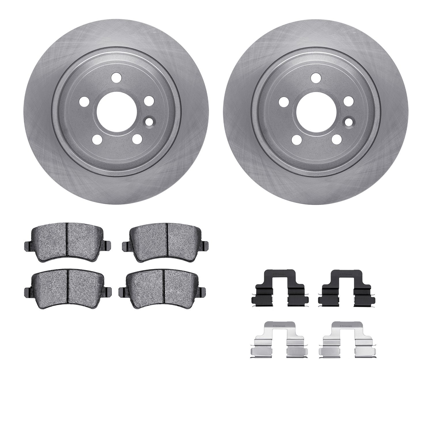 6512-27244 Brake Rotors w/5000 Advanced Brake Pads Kit with Hardware, 2007-2018 Volvo, Position: Rear