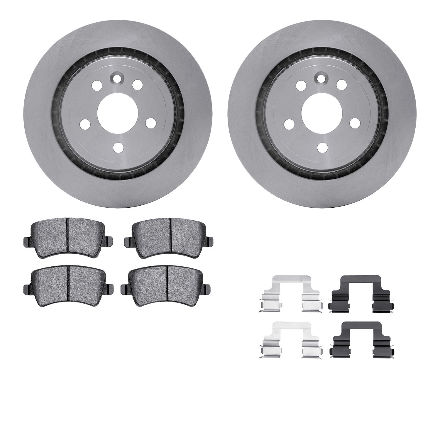 6512-27260 Brake Rotors w/5000 Advanced Brake Pads Kit with Hardware, 2007-2015 Volvo, Position: Rear