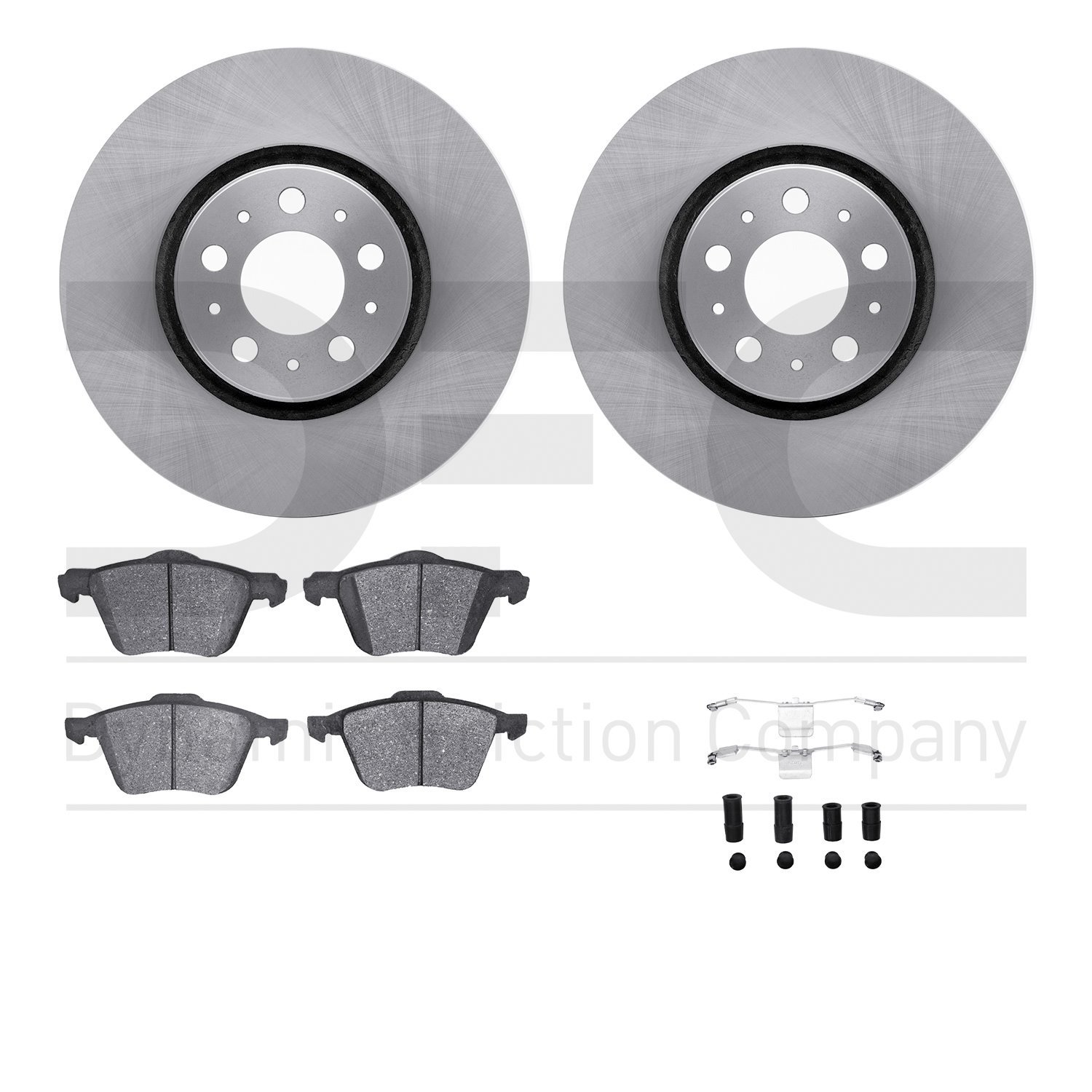 6512-27271 Brake Rotors w/5000 Advanced Brake Pads Kit with Hardware, 2003-2009 Volvo, Position: Front