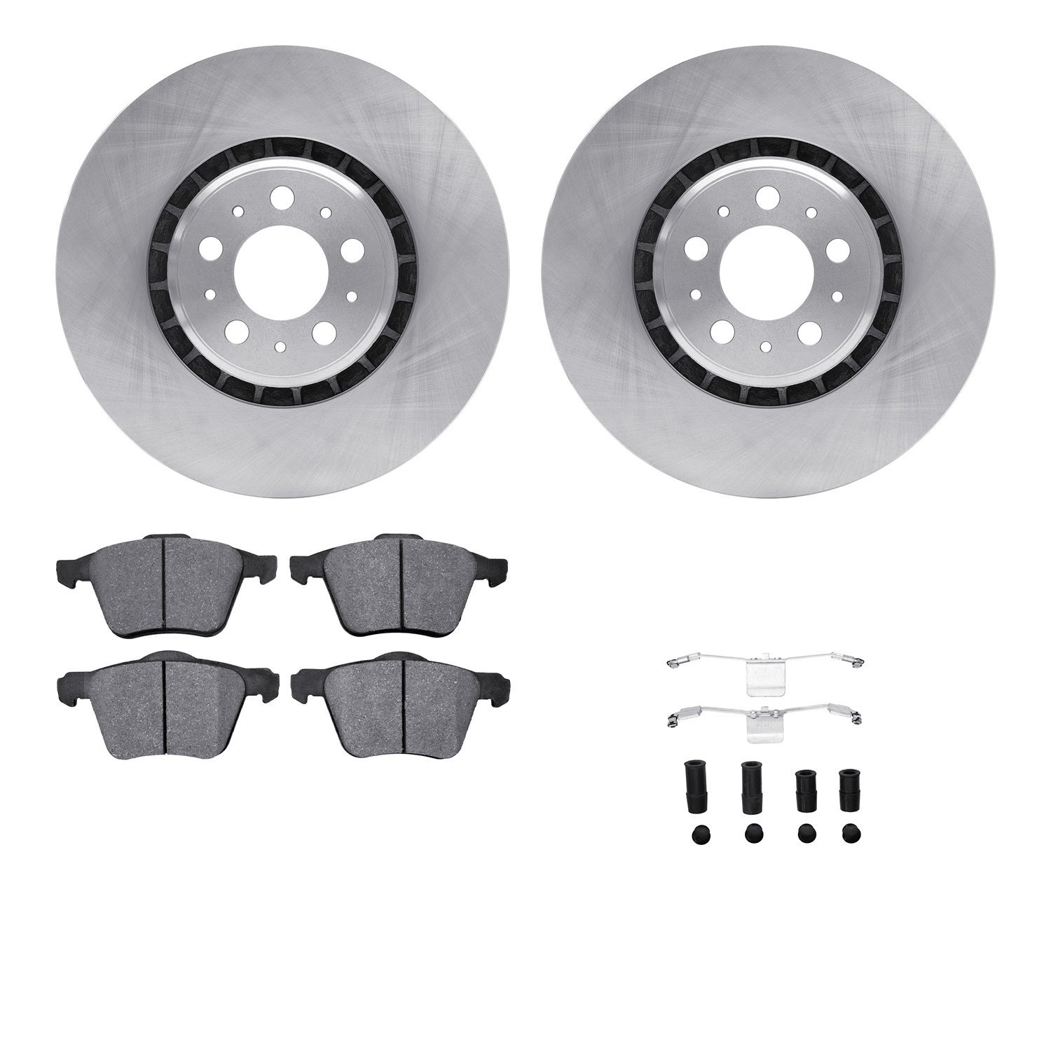 6512-27277 Brake Rotors w/5000 Advanced Brake Pads Kit with Hardware, 2003-2009 Volvo, Position: Front